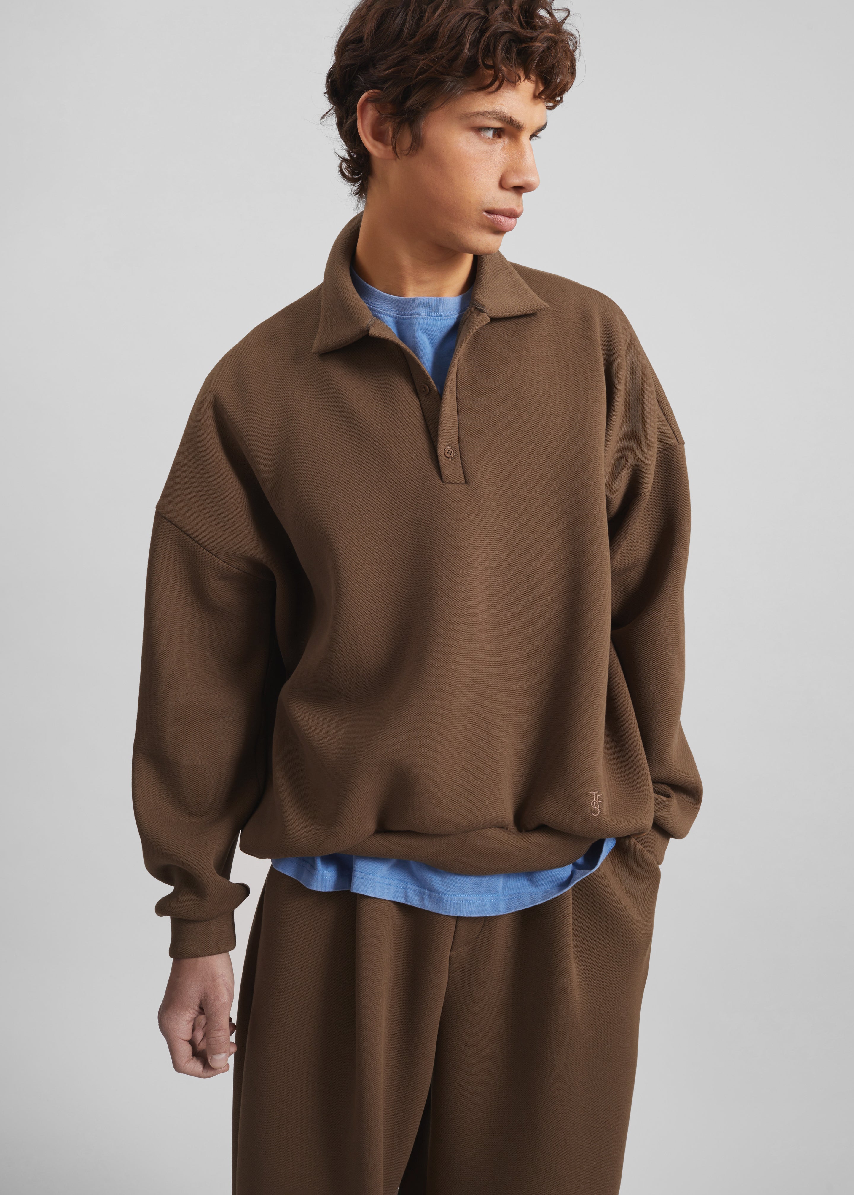 Lenham Polo Sweatshirt - Dark Camel - 2