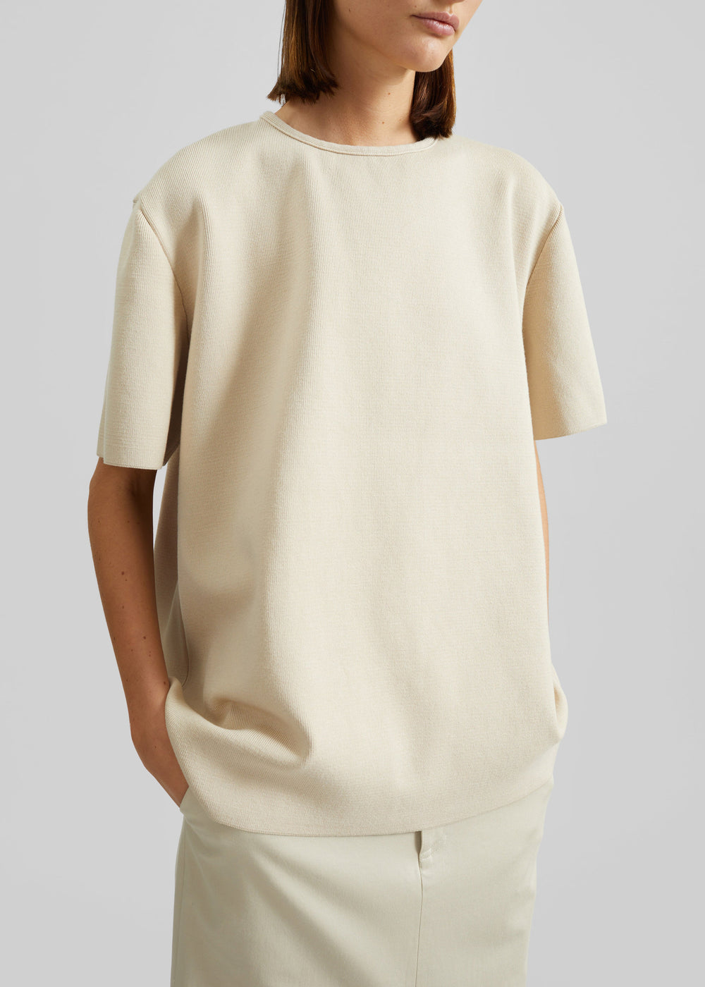 Leni Knit Oversized Top - Beige - 1