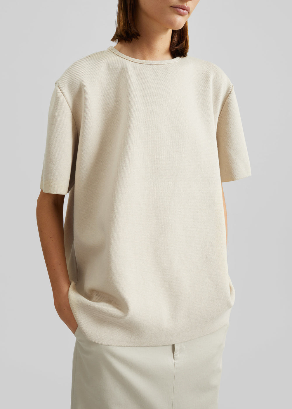 Leni Knit Oversized Top - Beige - 1