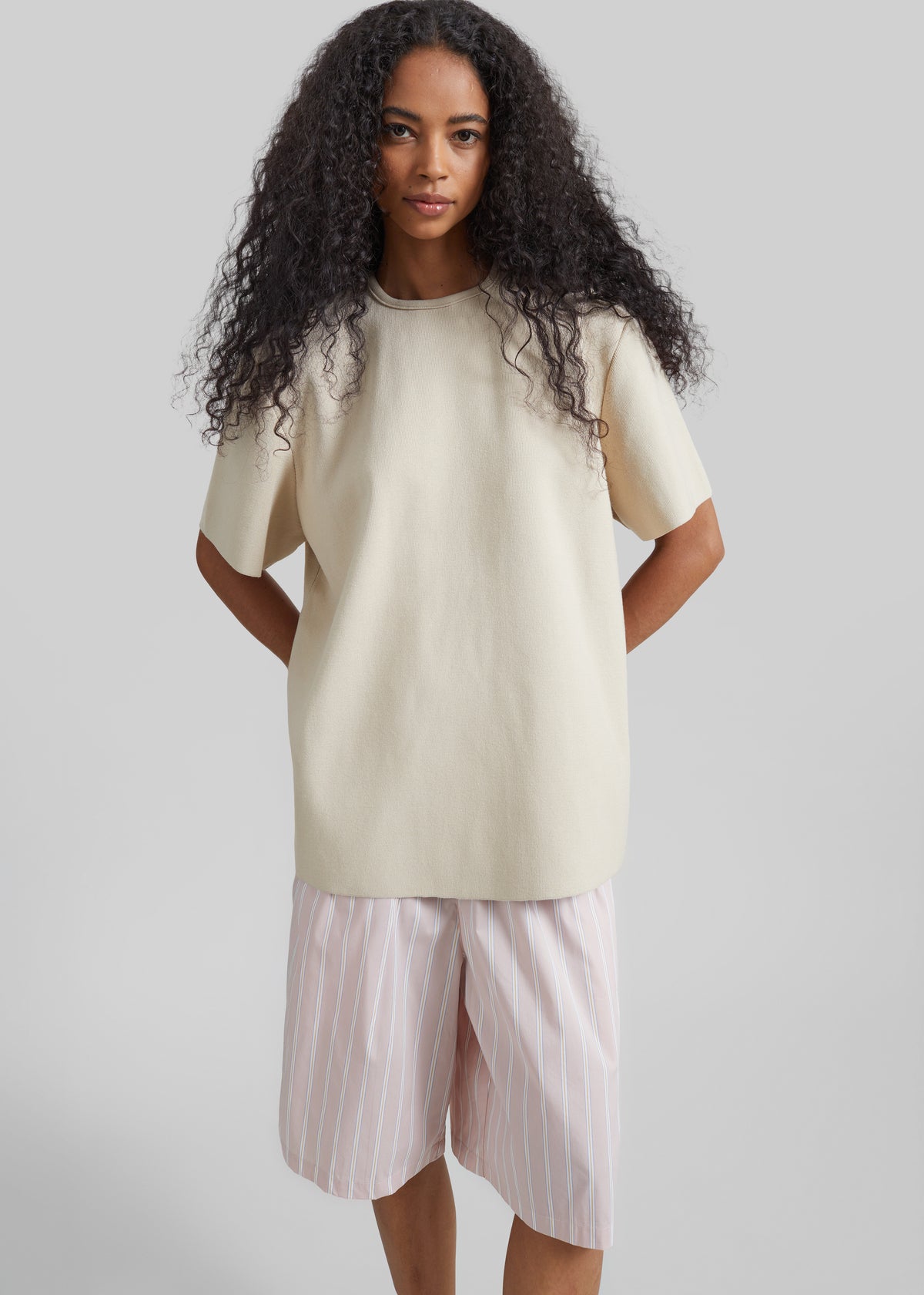 Leni Knit Oversized Top - Beige - 9