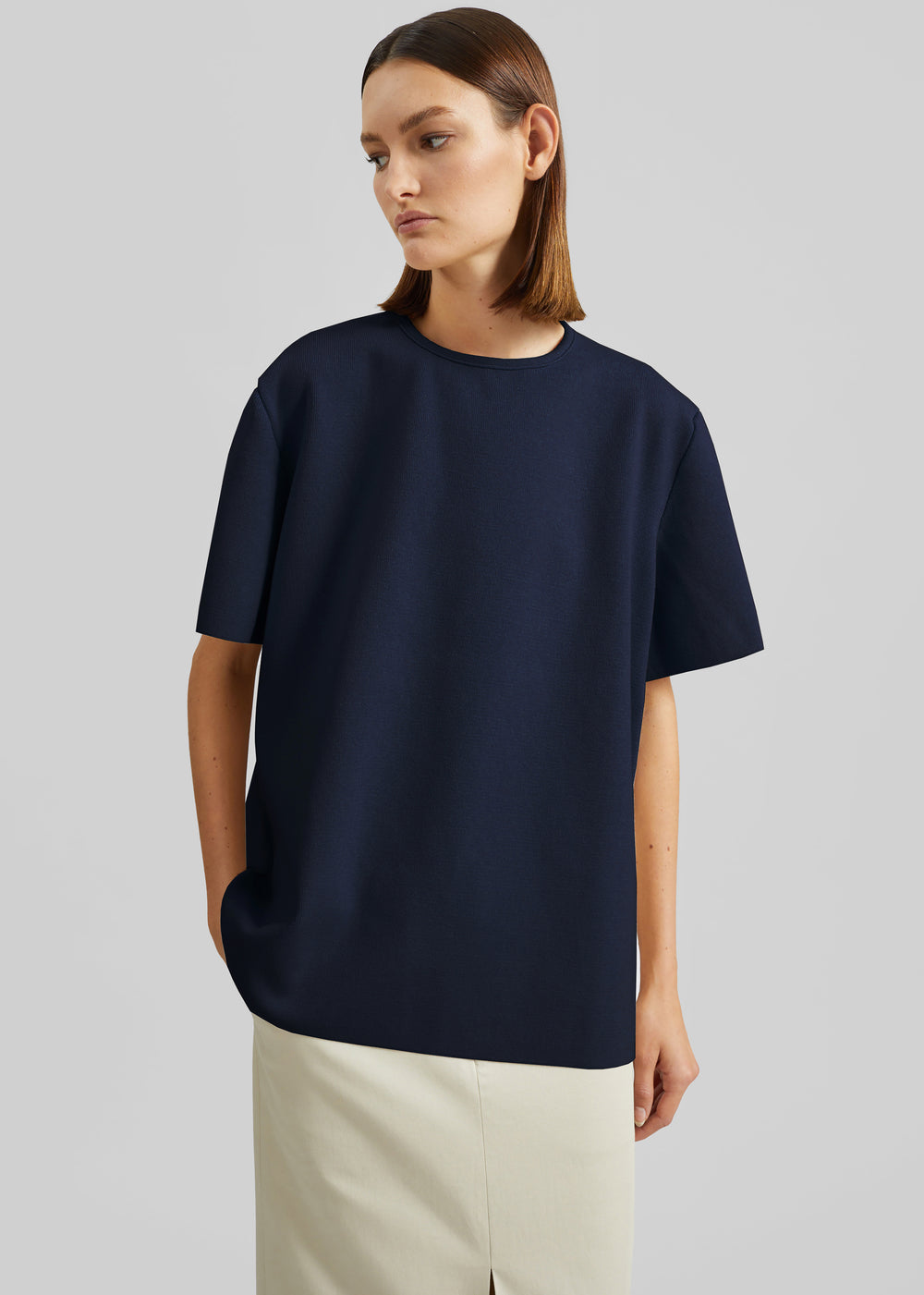 Leni Knit Oversized Top - Navy - 1