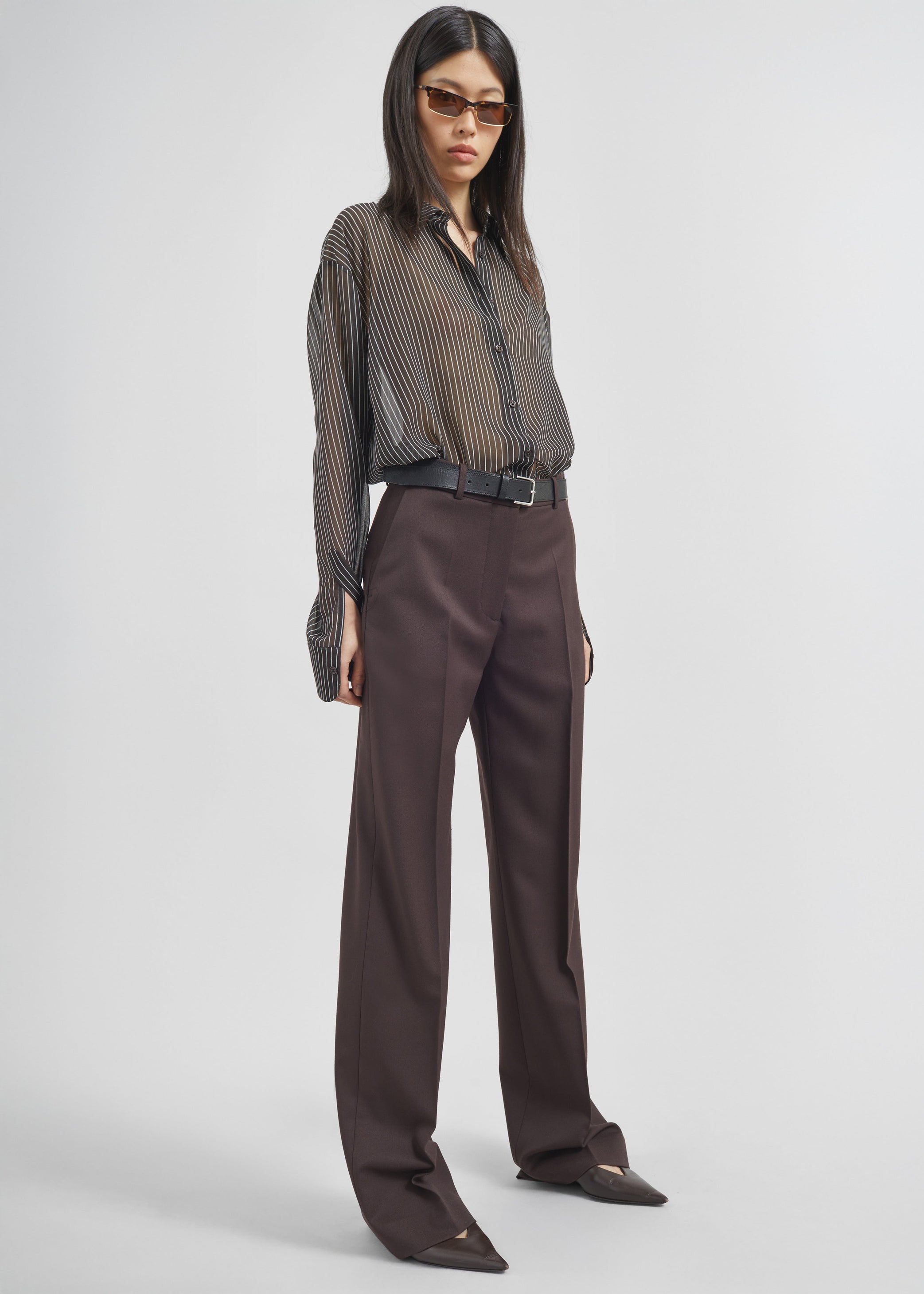 Shop the look image for Peri Striped Shirt - Brown/White Stripe