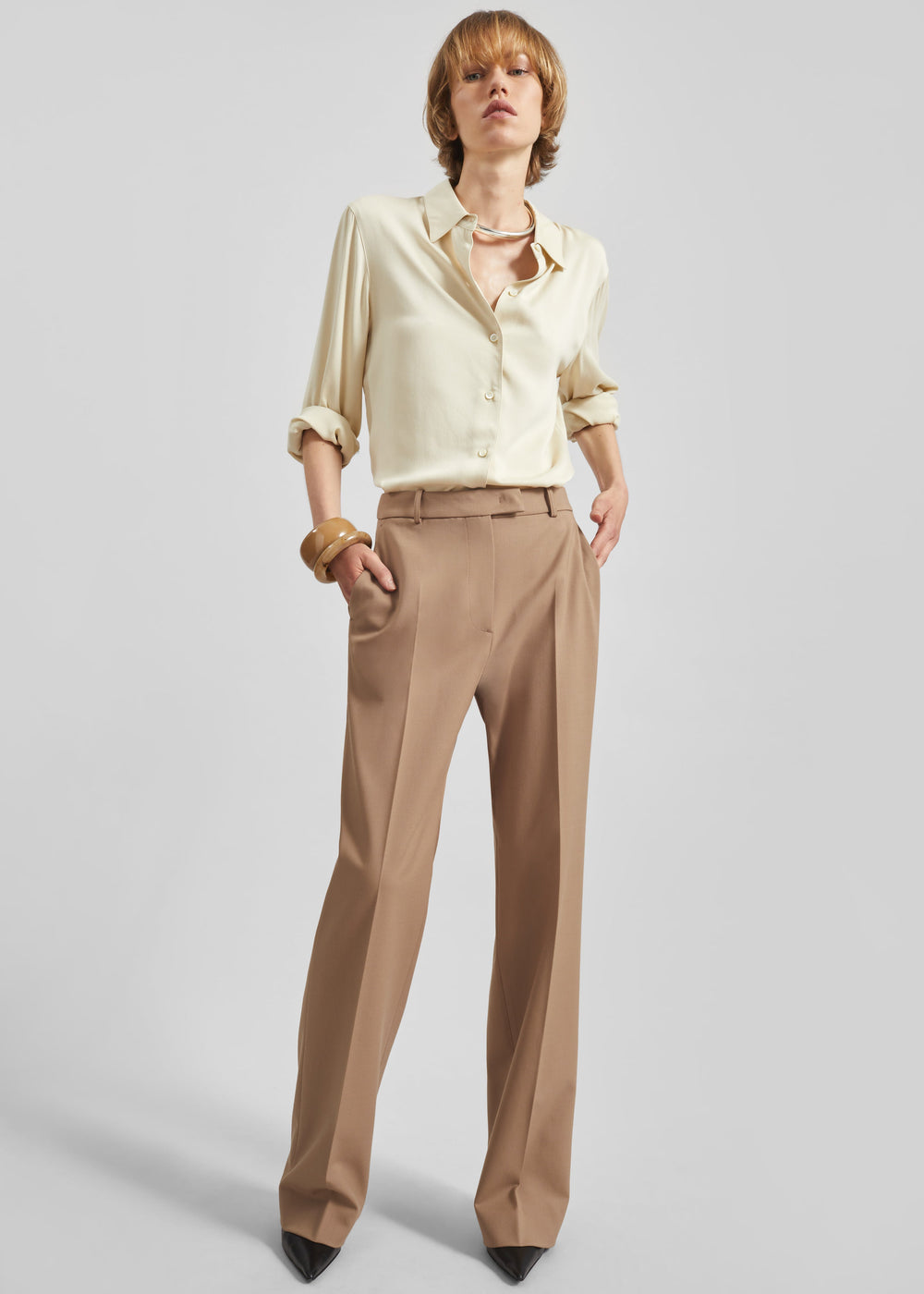Lenora Straight Trousers - Camel
