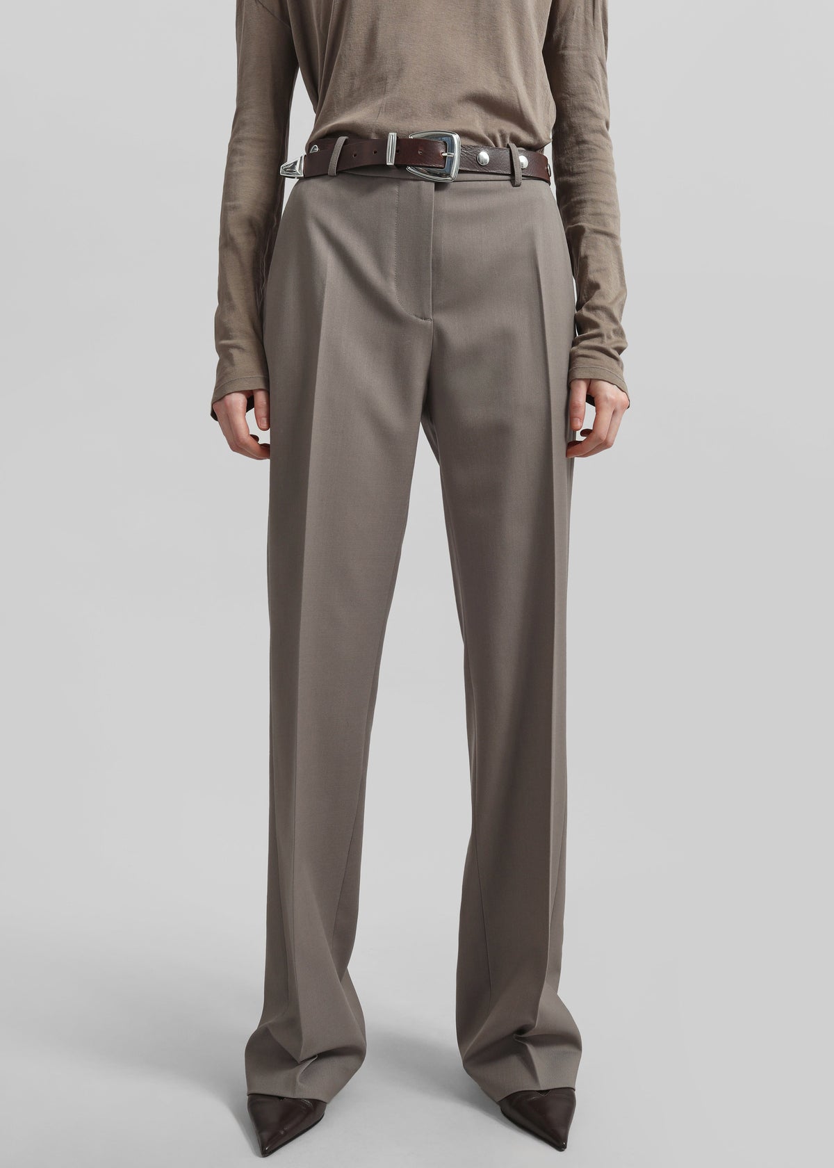 Lenora Straight Trousers - Taupe - 1