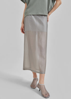 Lenore Semi Sheer Midi Skirt - Grey