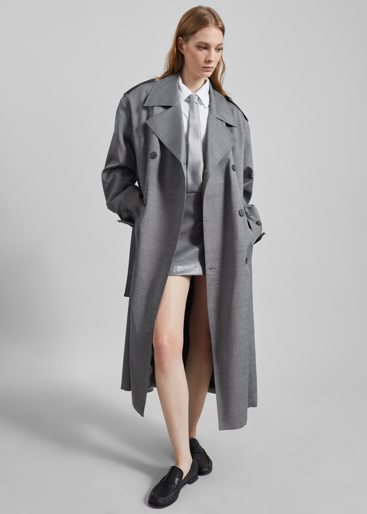 Leona Croc Faux Leather Mini Skirt - Grey - 4