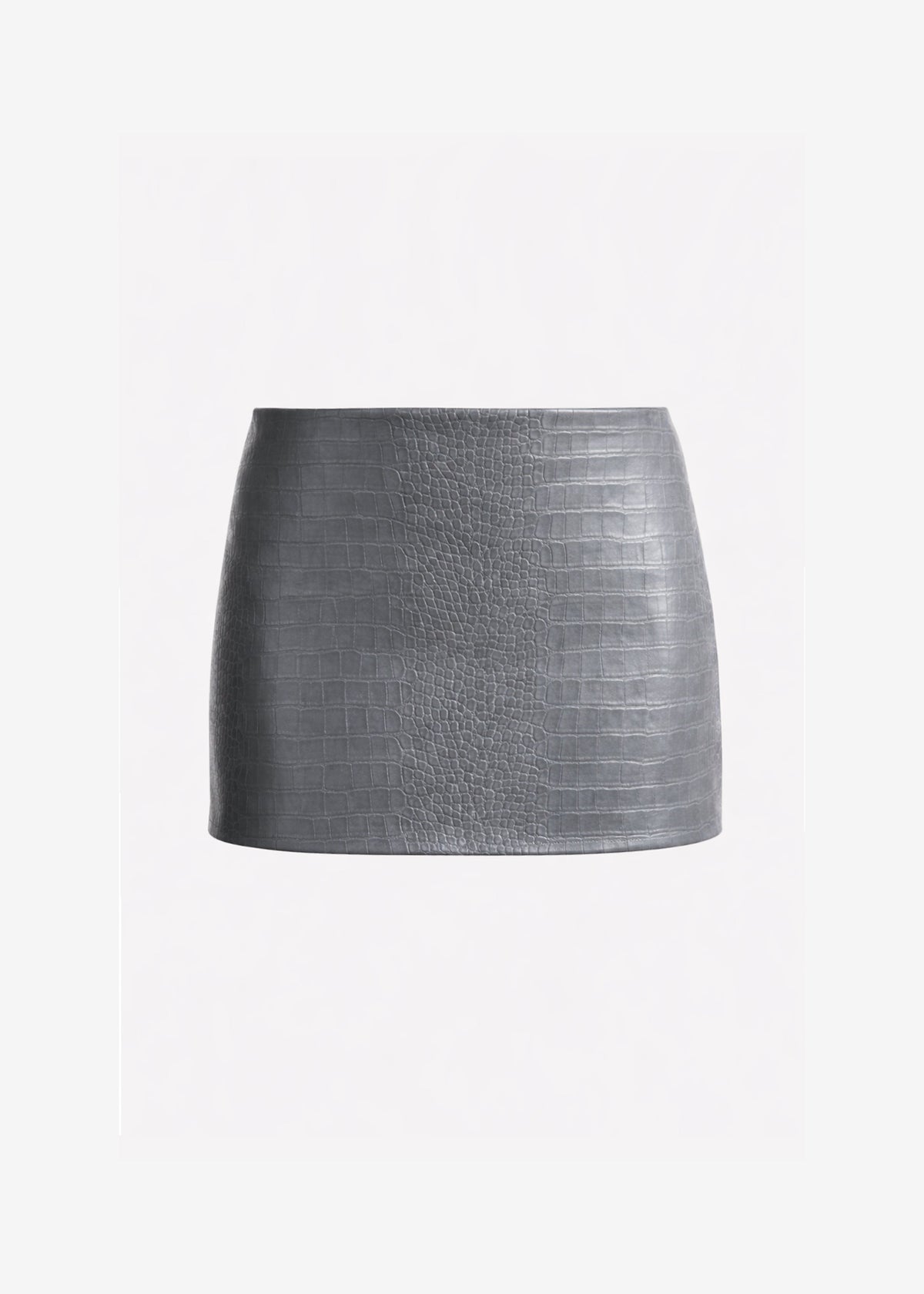 Leona Croc Faux Leather Mini Skirt - Grey - 8