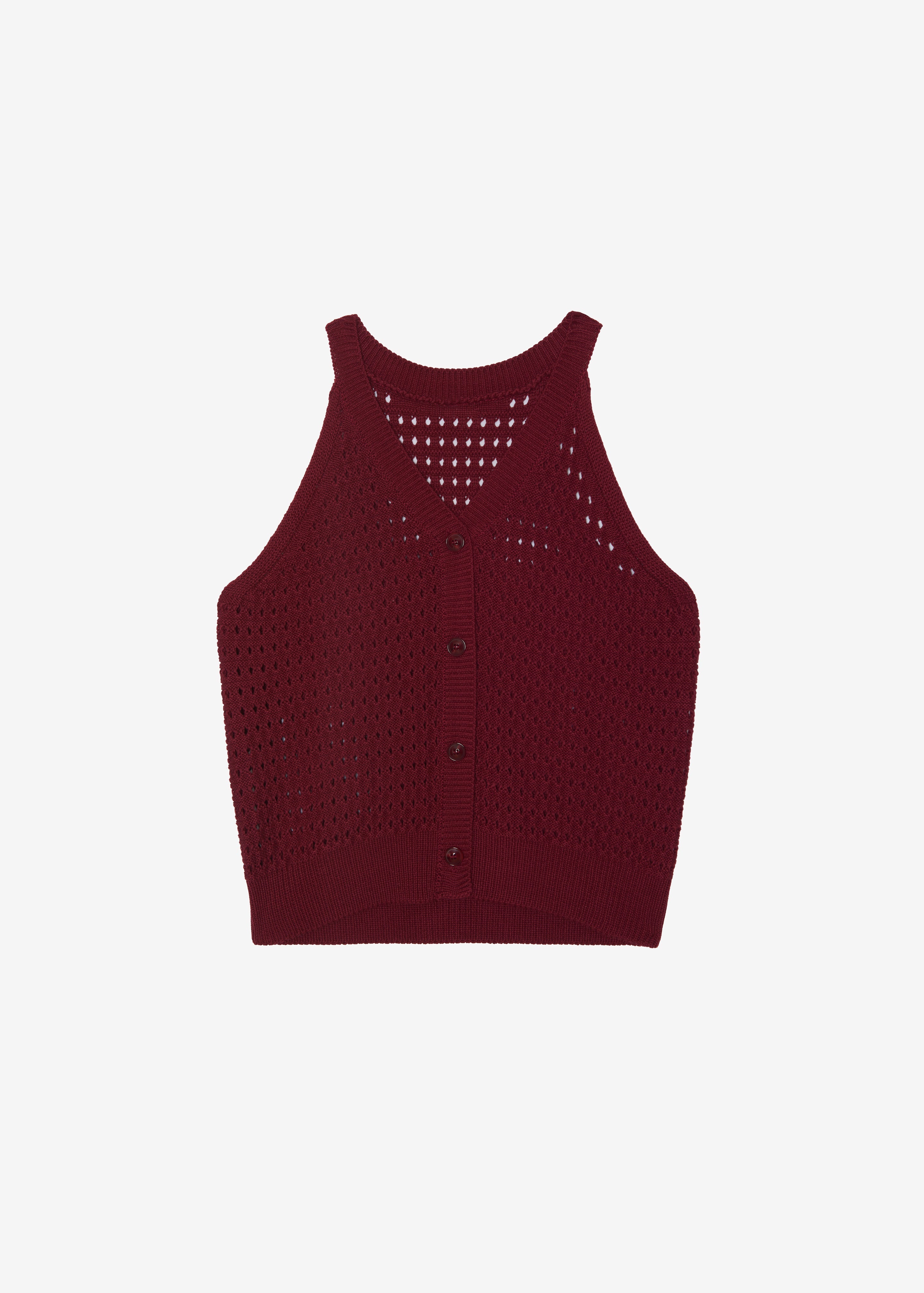 Leonie Knitted Halter Top - Burgundy - 7