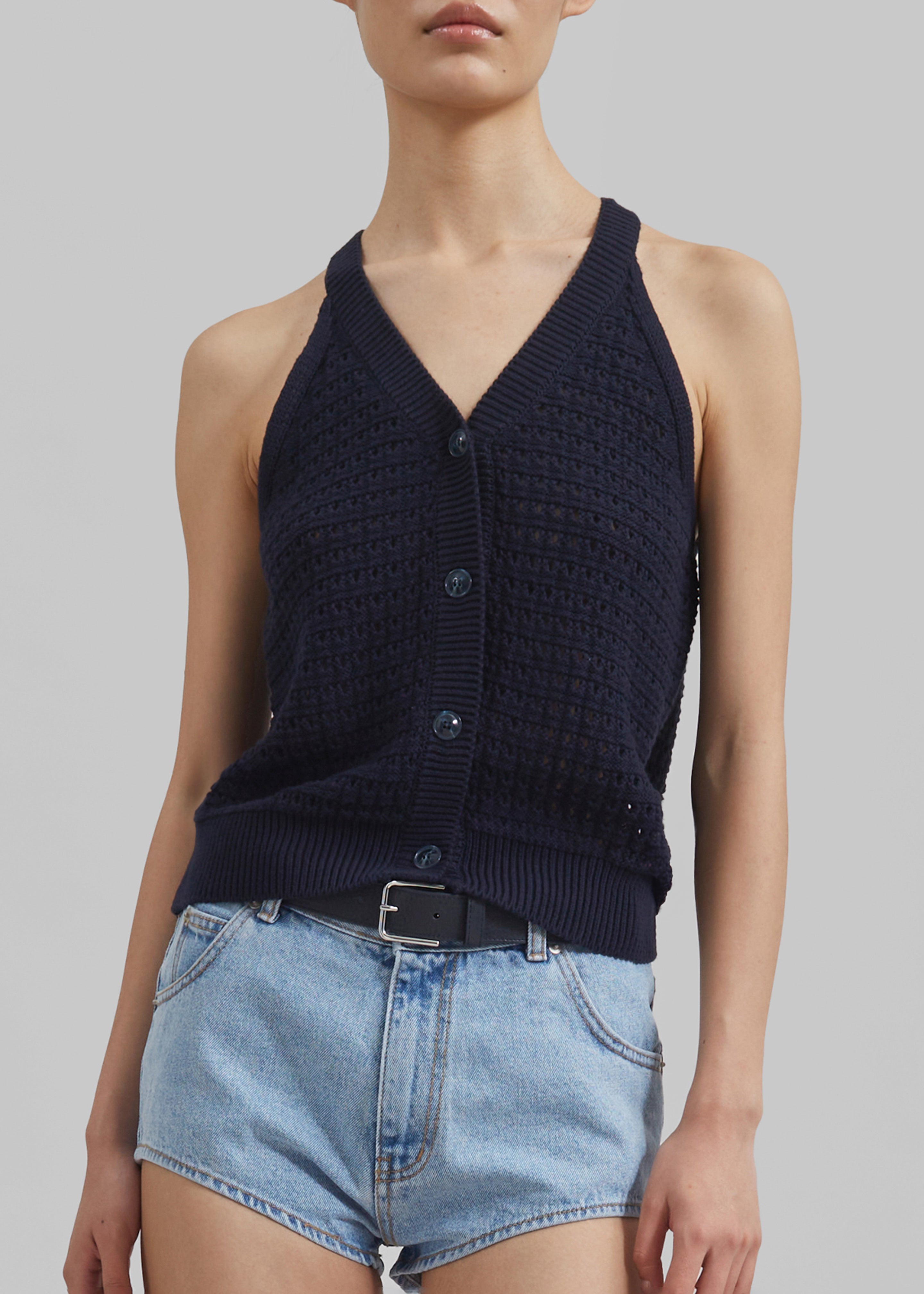 Leonie Knitted Halter Top - Navy - 6