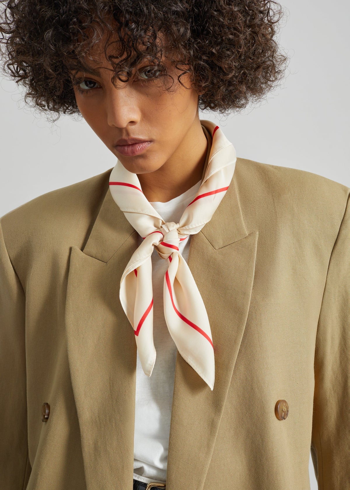Lerici Square Scarf - Ivory/Red - 3