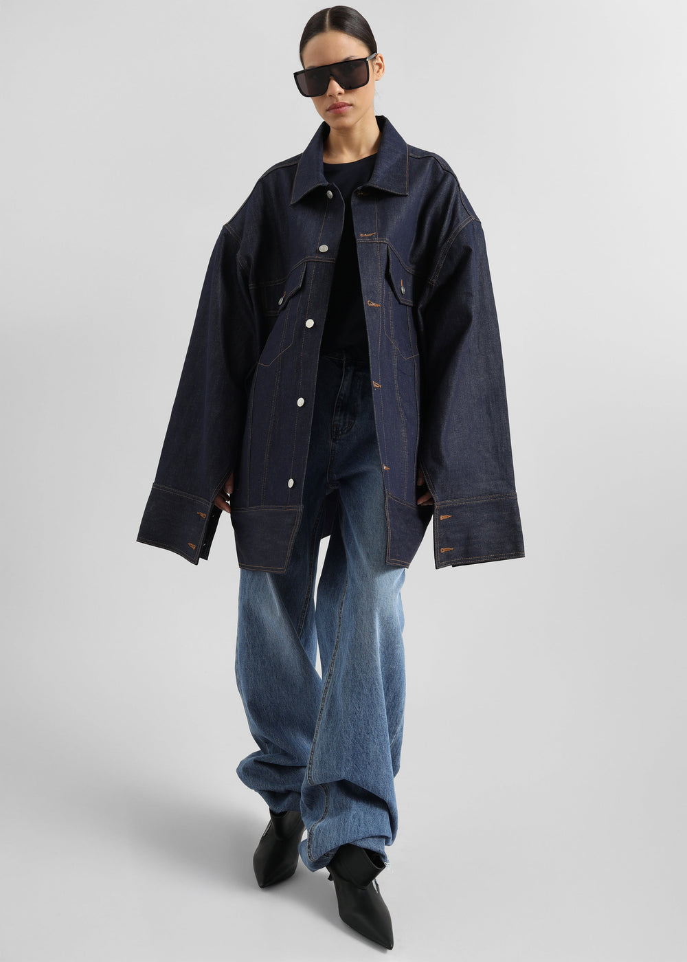 Leros Oversized Denim Jacket - Dark Wash