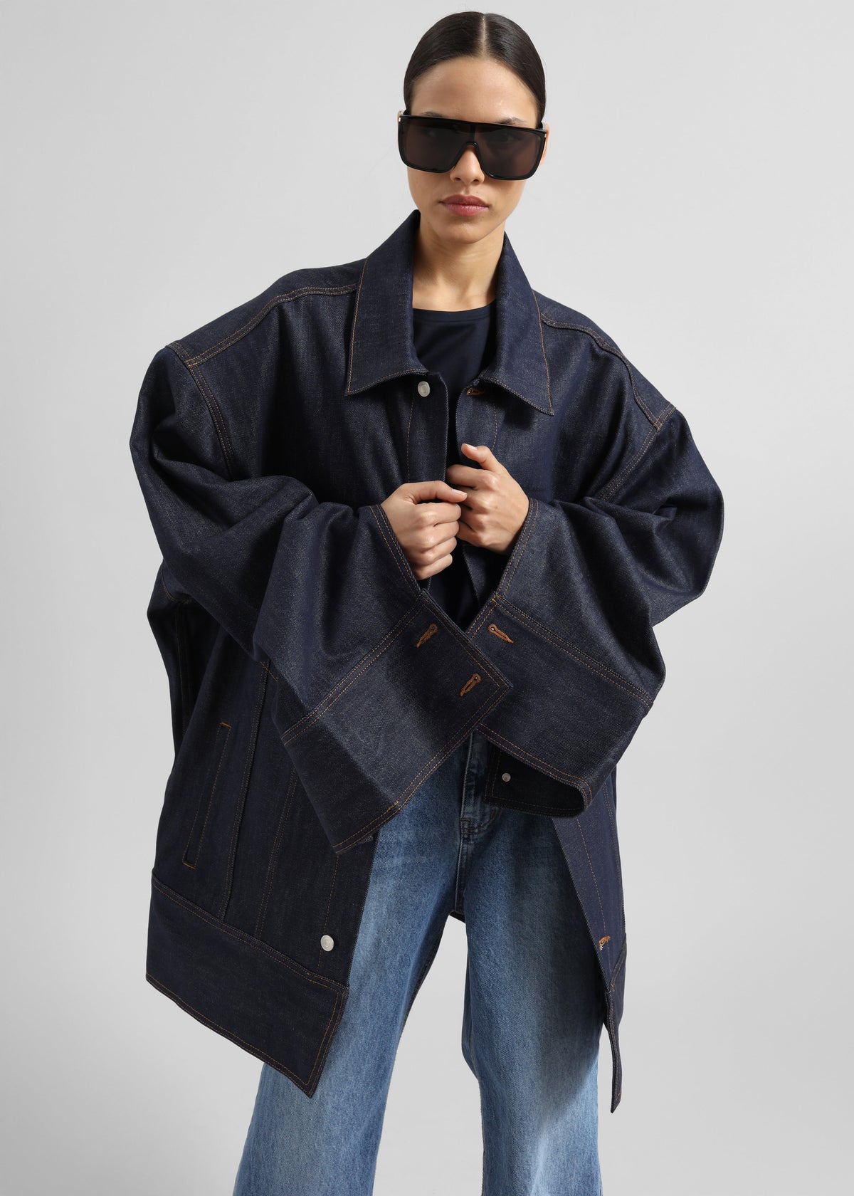 Leros Oversized Denim Jacket - Dark Wash - 2