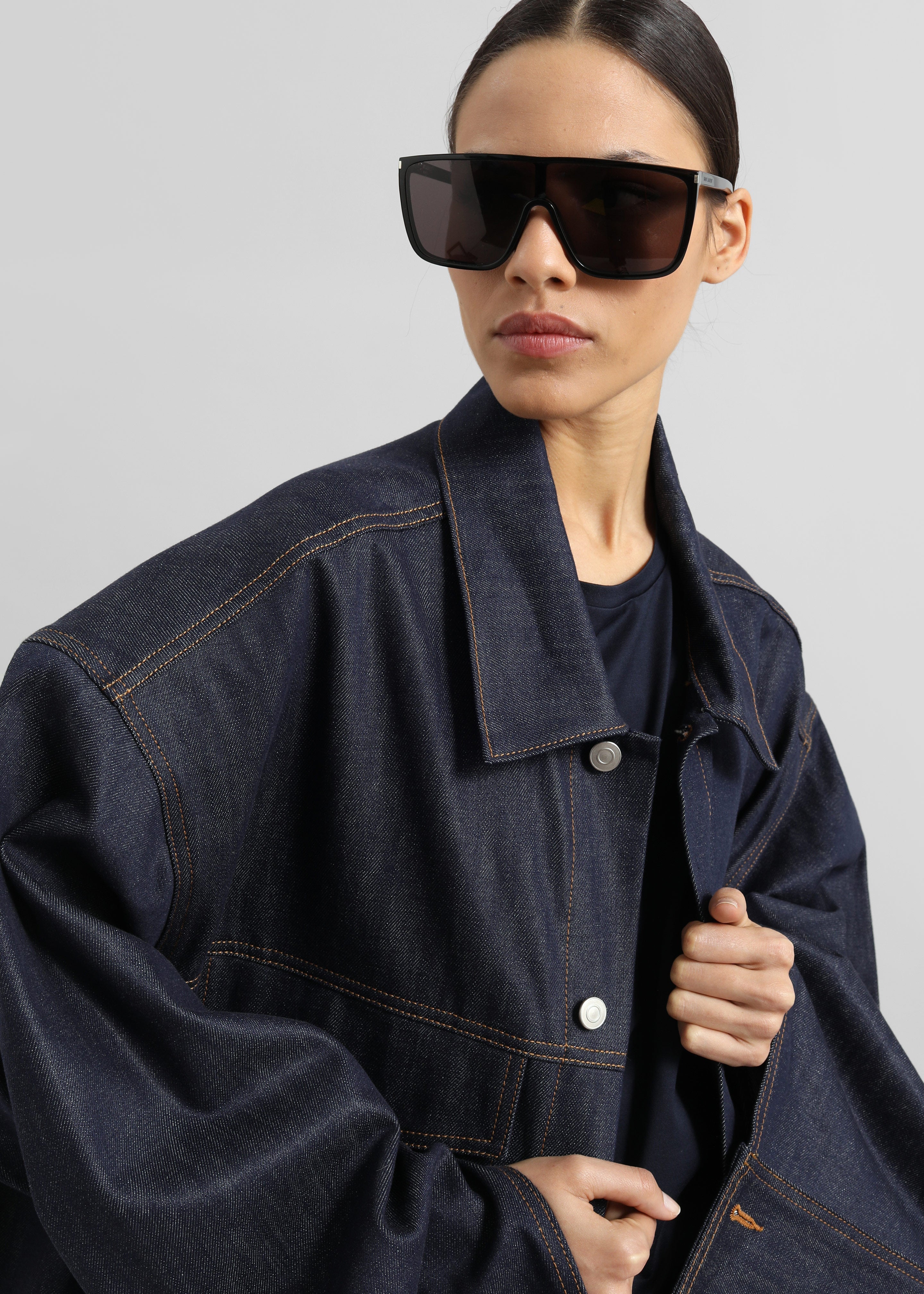 Leros Oversized Denim Jacket - Dark Wash - 8