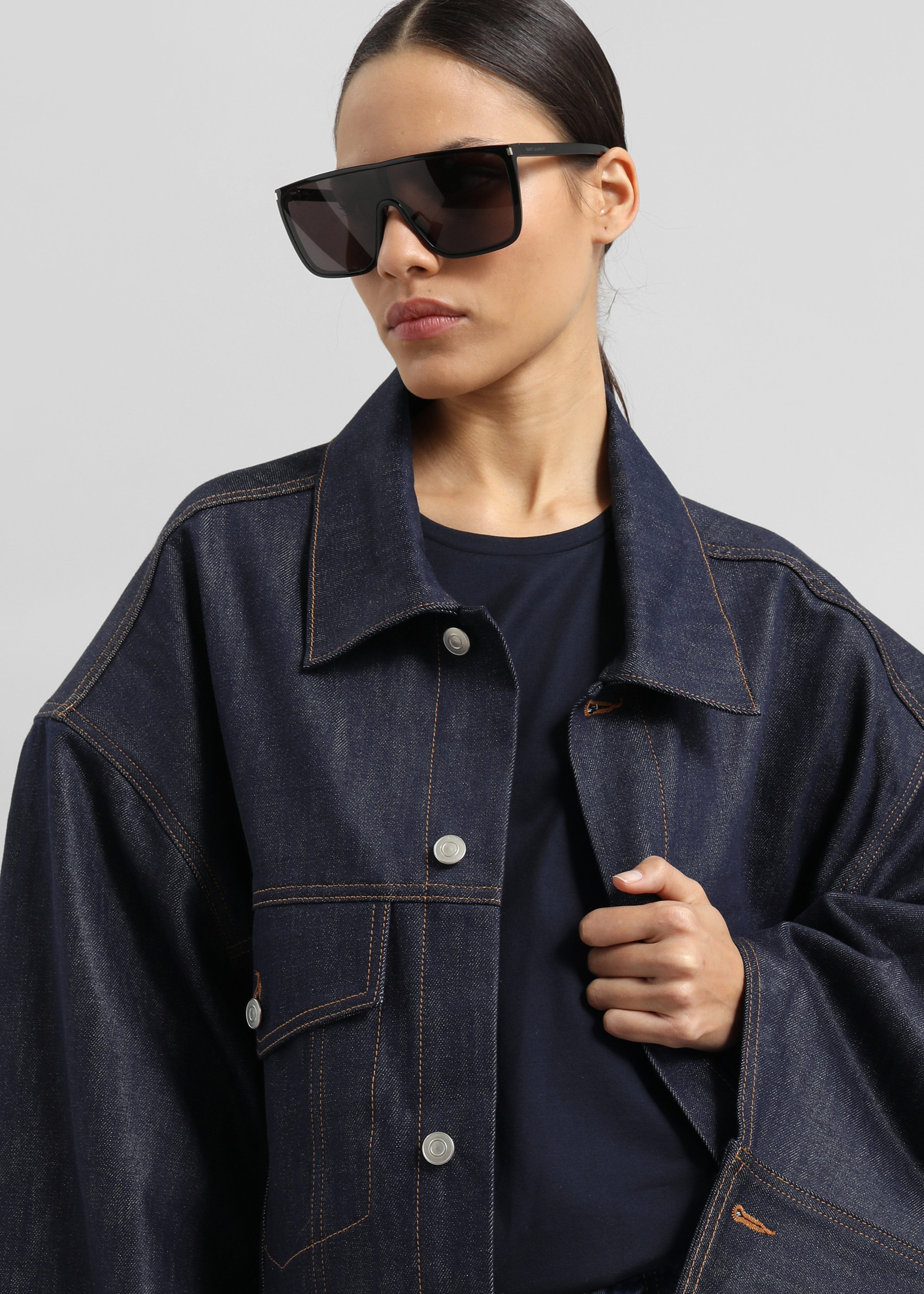 Leros Oversized Denim Jacket - Dark Wash - 4