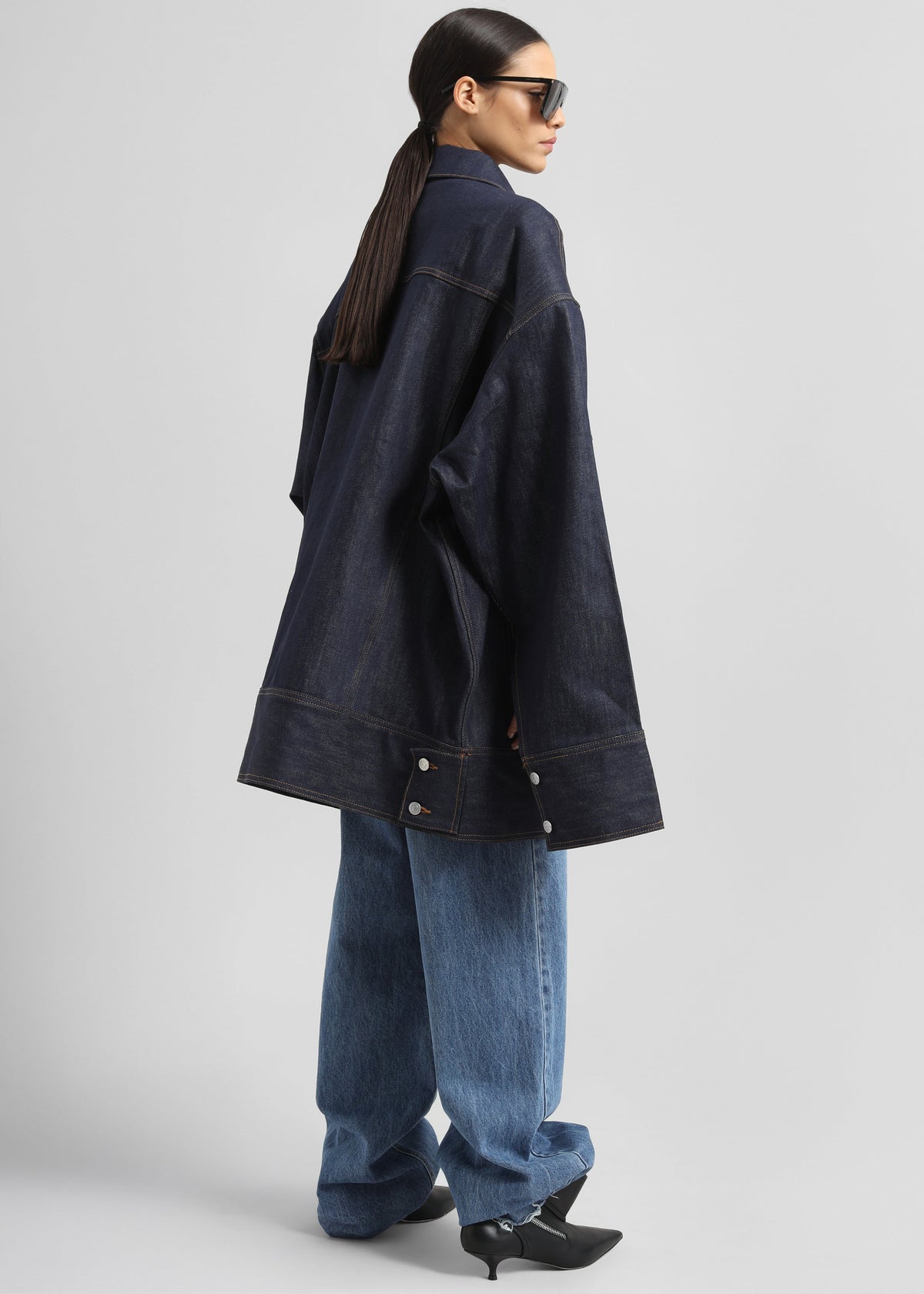 Leros Oversized Denim Jacket - Dark Wash - 9