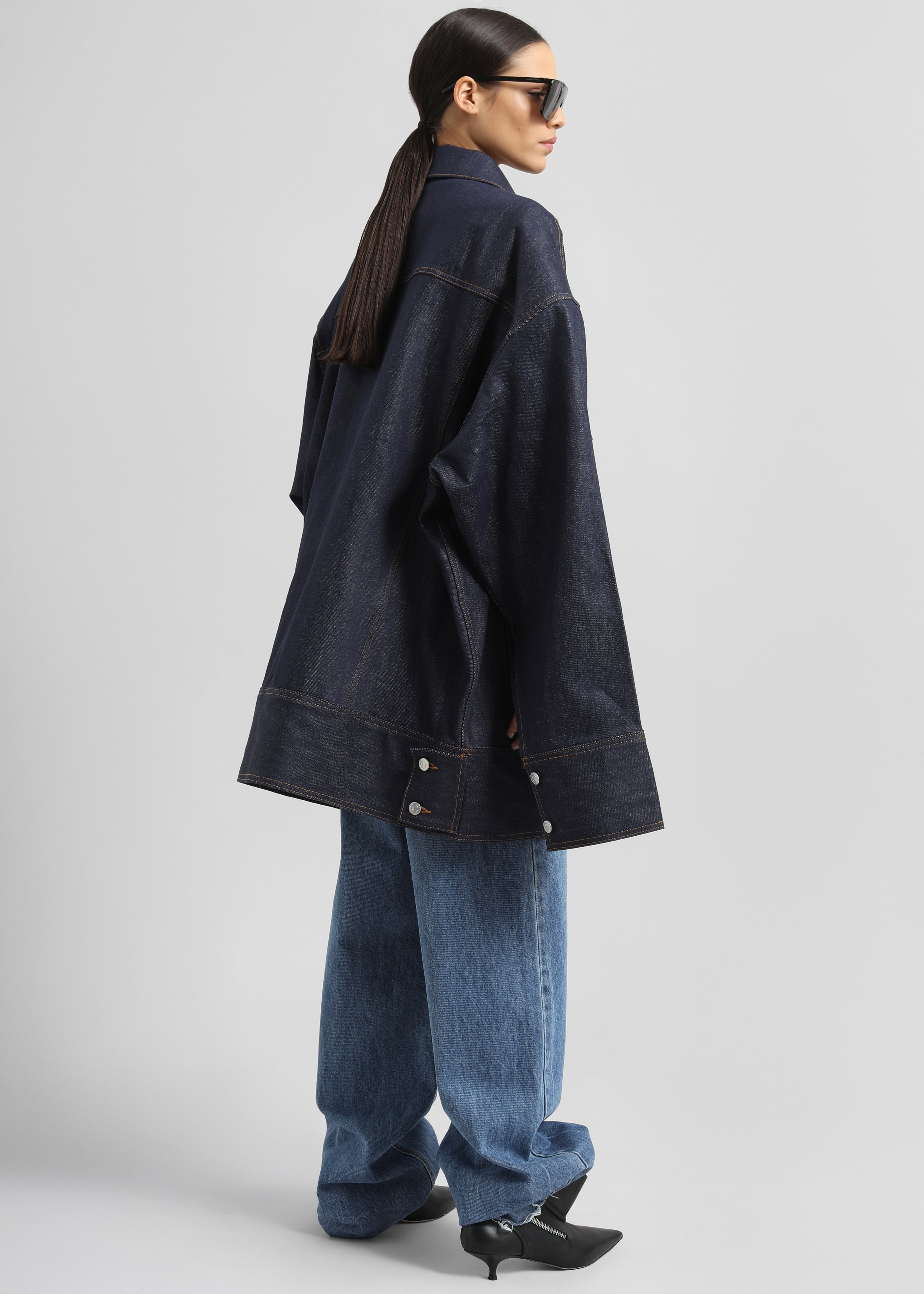Leros Oversized Denim Jacket - Dark Wash - 9