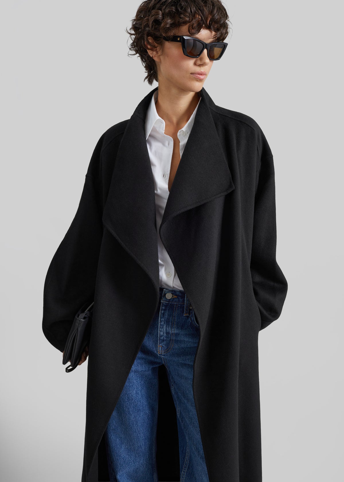 Leroy Funnel Neck Wool Coat - Black