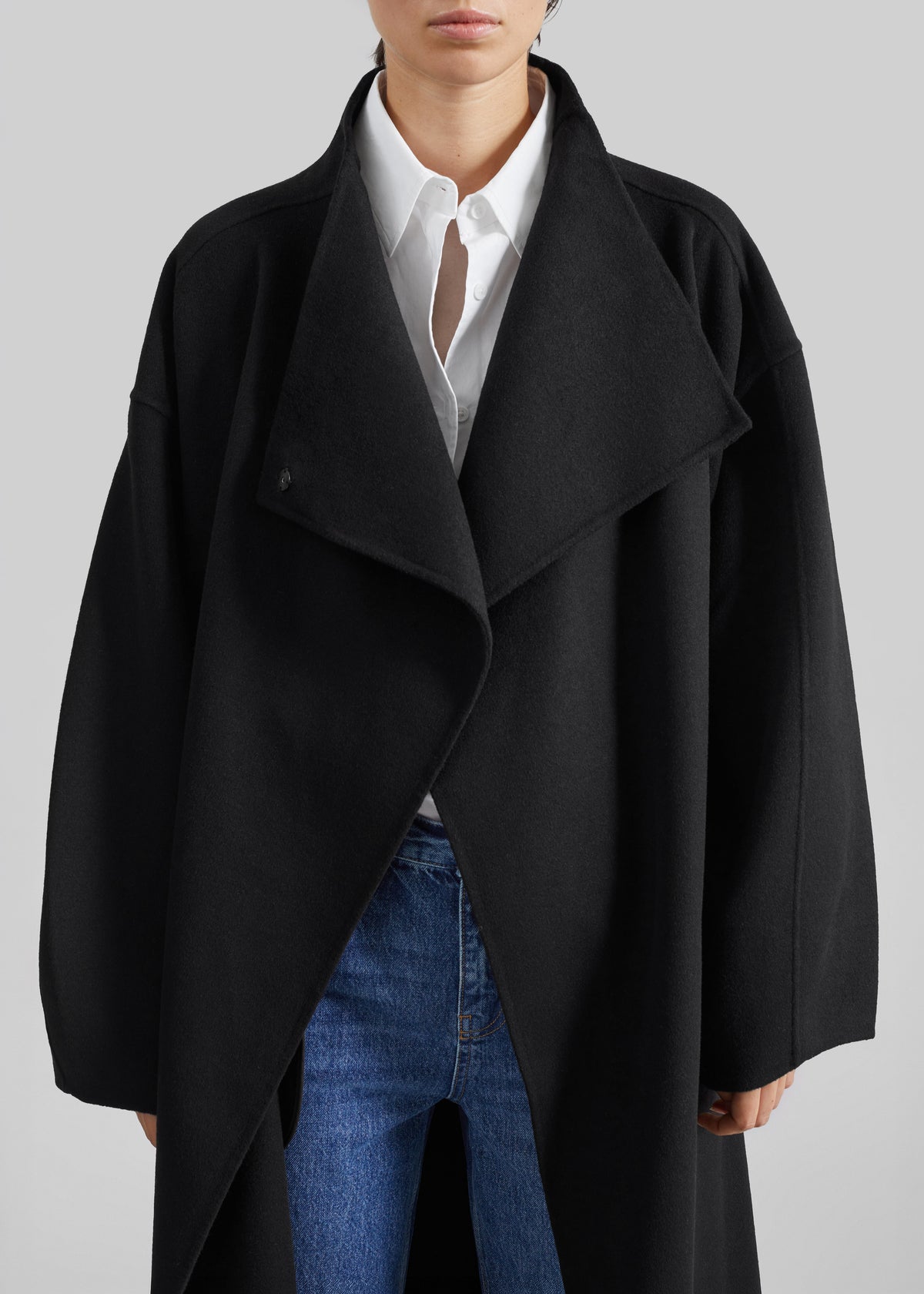 Leroy Funnel Neck Wool Coat - Black