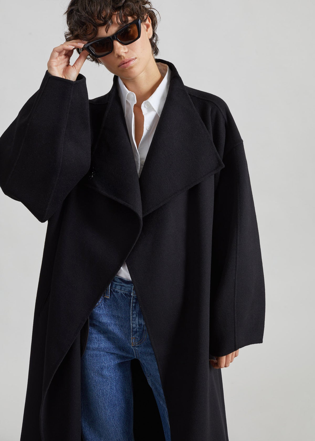 Leroy Funnel Neck Wool Coat - Black