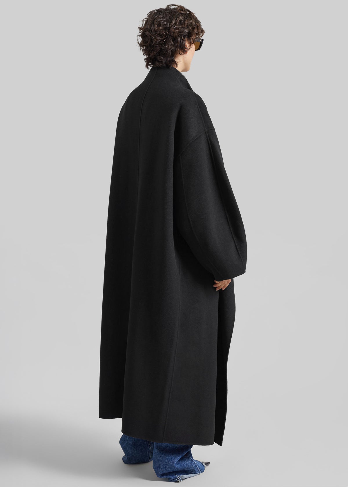 Leroy Funnel Neck Wool Coat - Black