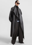 Leroy Funnel Neck Wool Coat - Dark Grey Melange