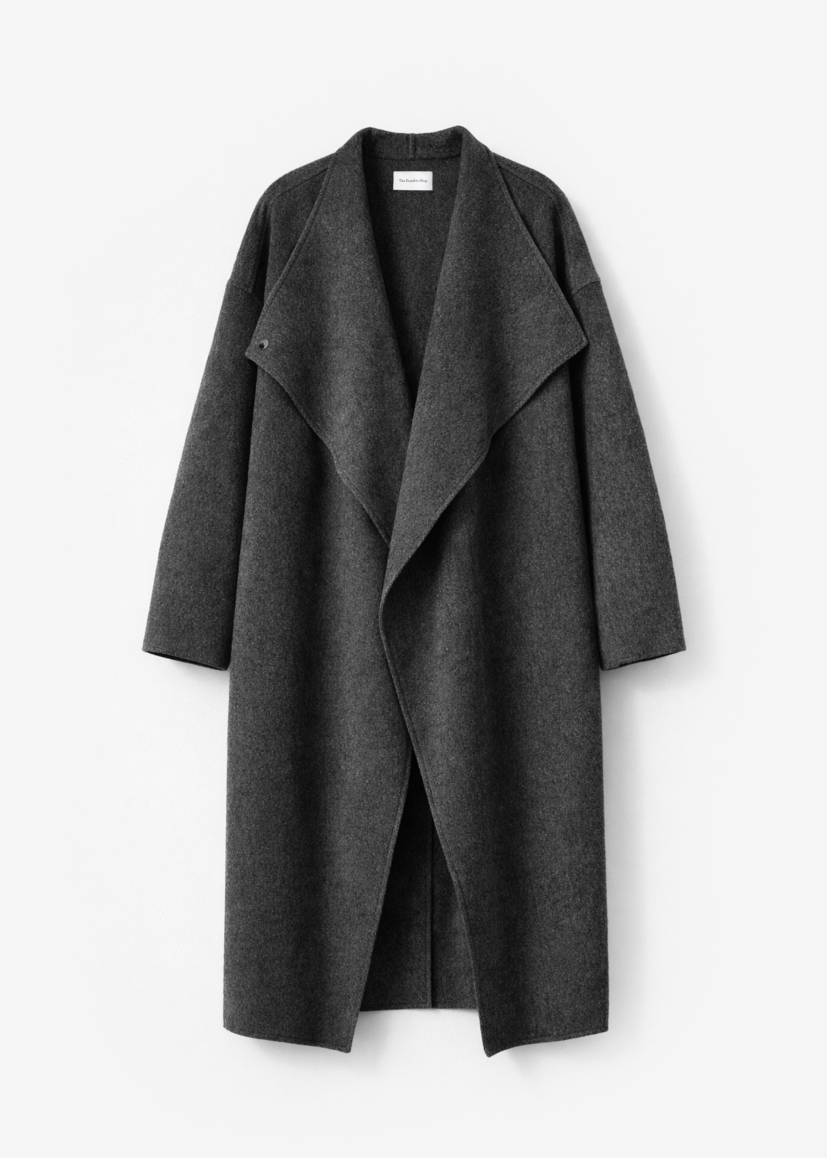 Leroy Funnel Neck Wool Coat - Dark Grey Melange – The Frankie Shop