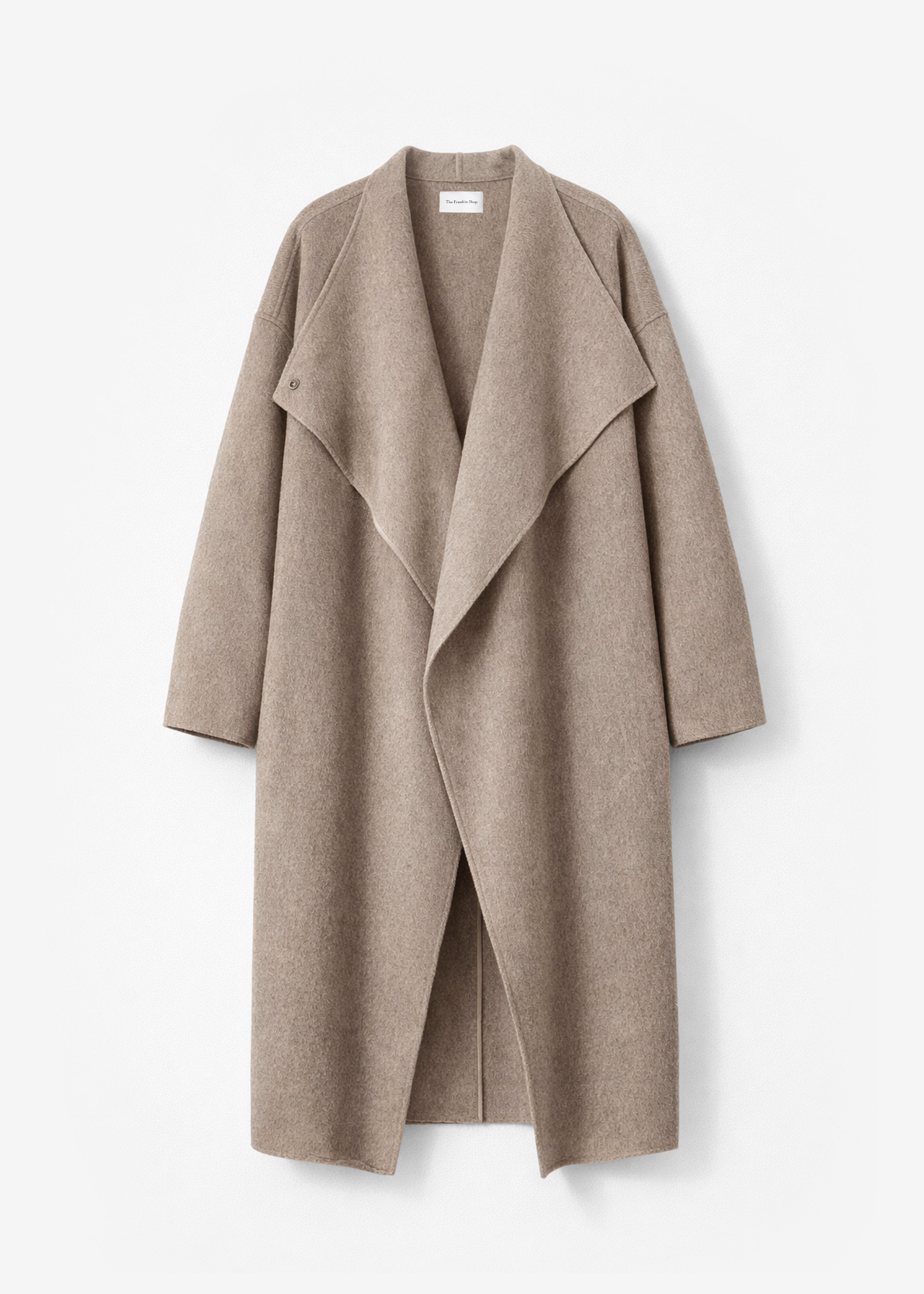 Leroy Funnel Neck Wool Coat - Taupe Melange - 6