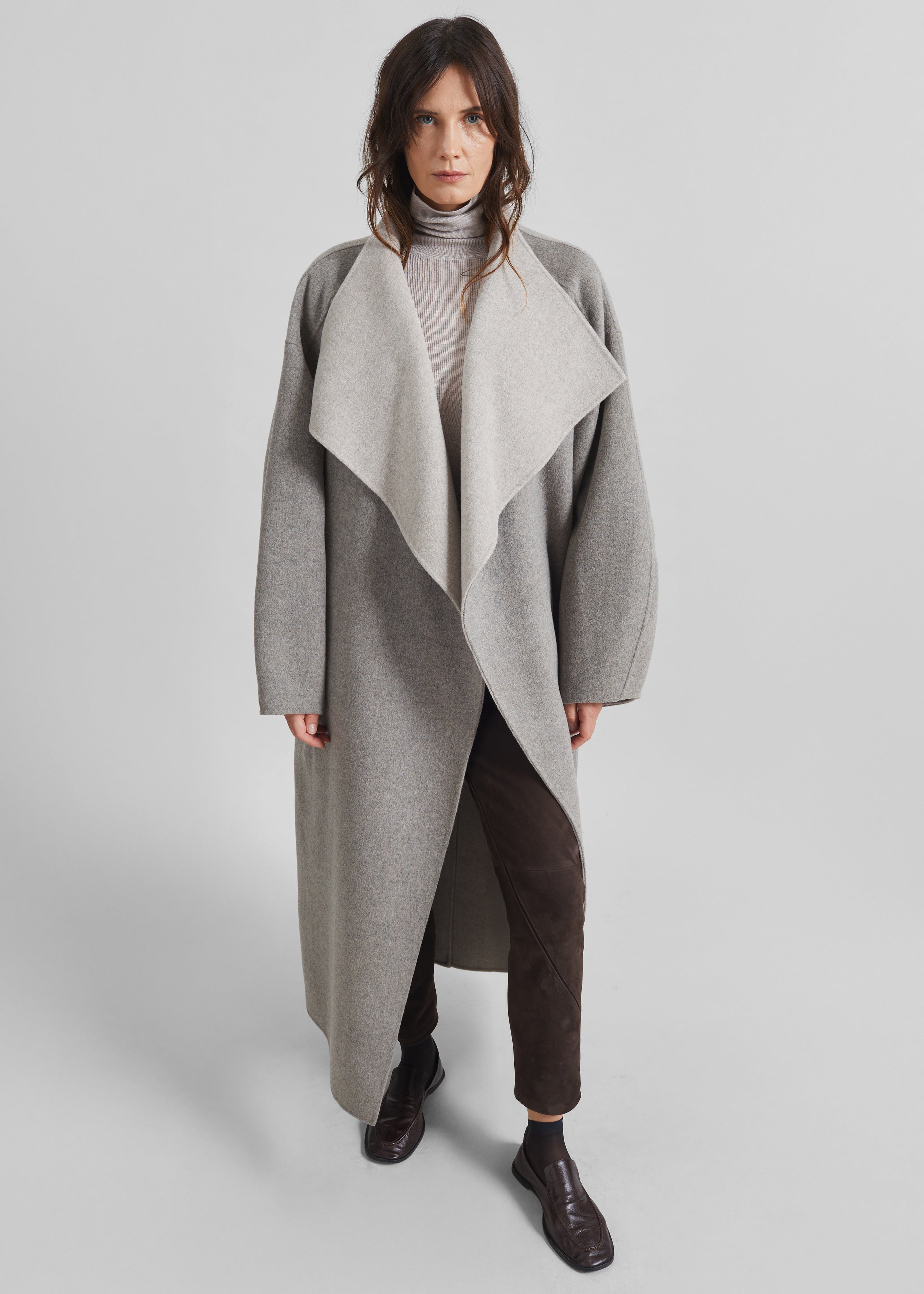 Manteau Leroy réversible en laine à col montant - Beige - 5