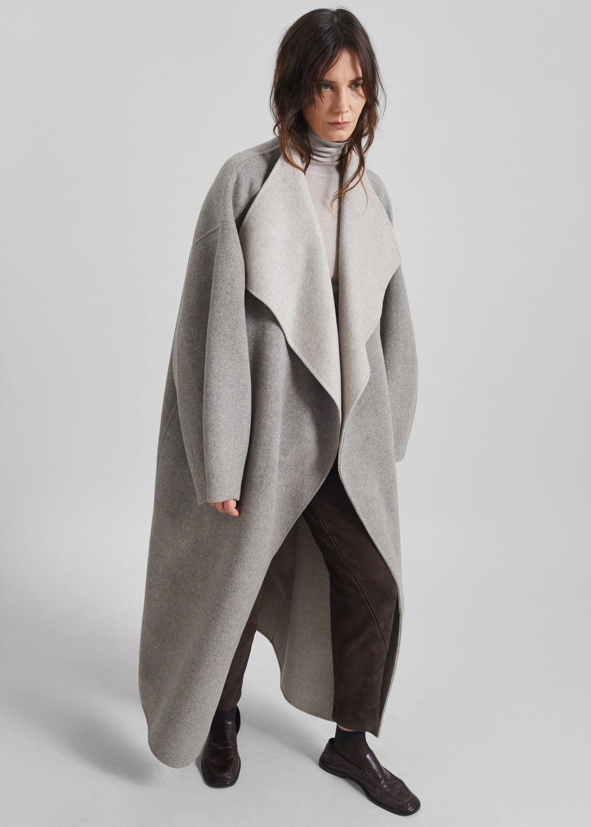 Manteau Leroy réversible en laine à col montant - Beige - 3