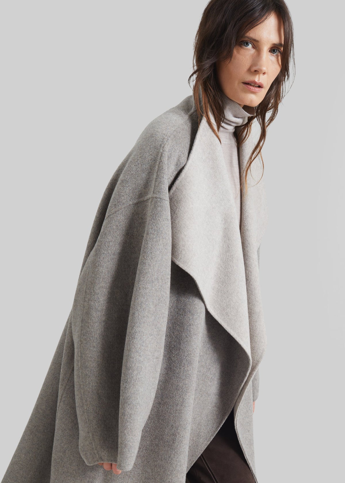 Manteau Leroy réversible en laine à col montant - Beige - 4
