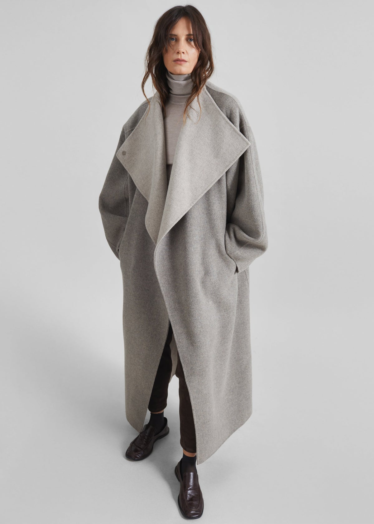 Manteau Leroy réversible en laine à col montant - Beige - 1