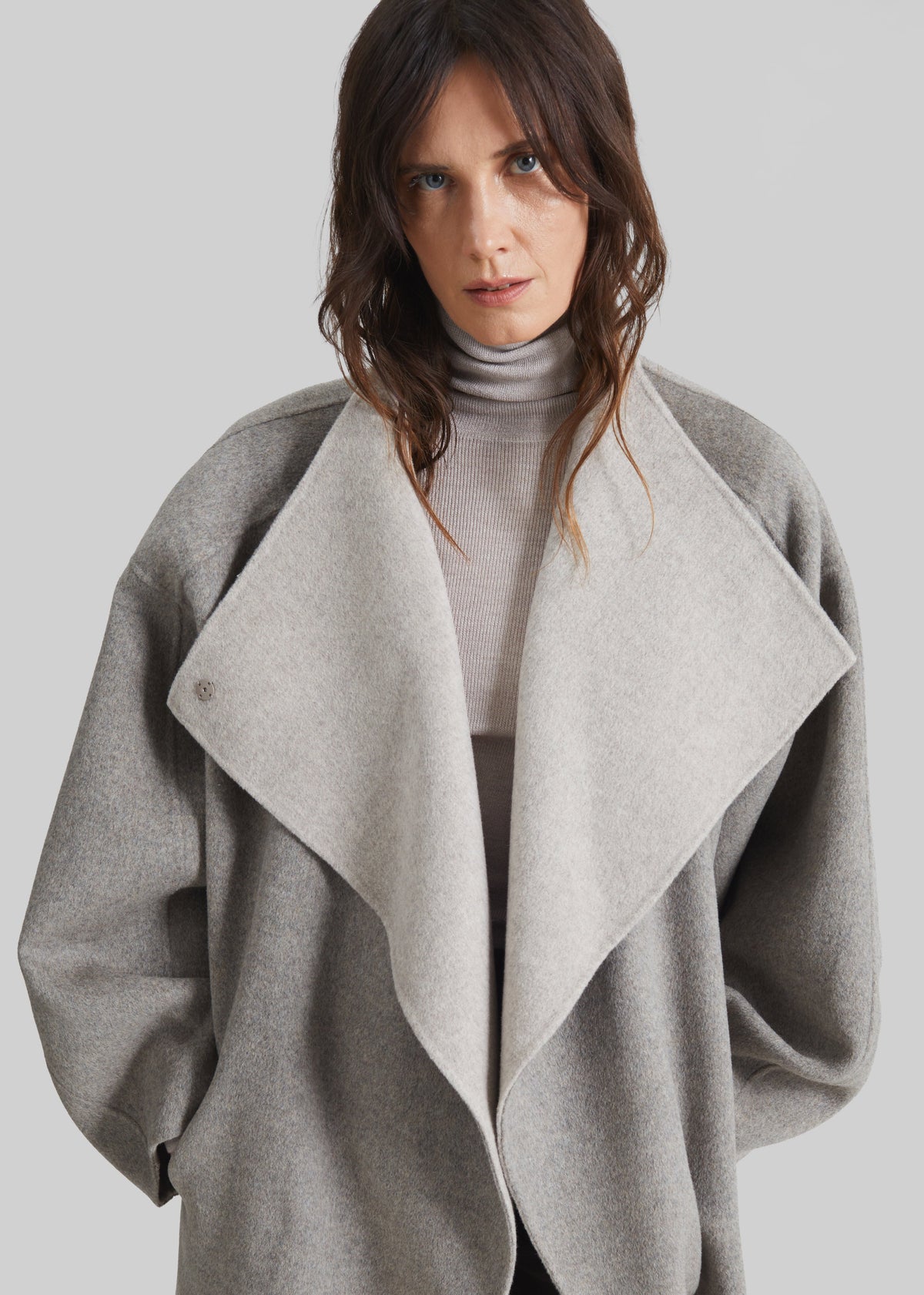 Manteau Leroy réversible en laine à col montant - Beige - 2