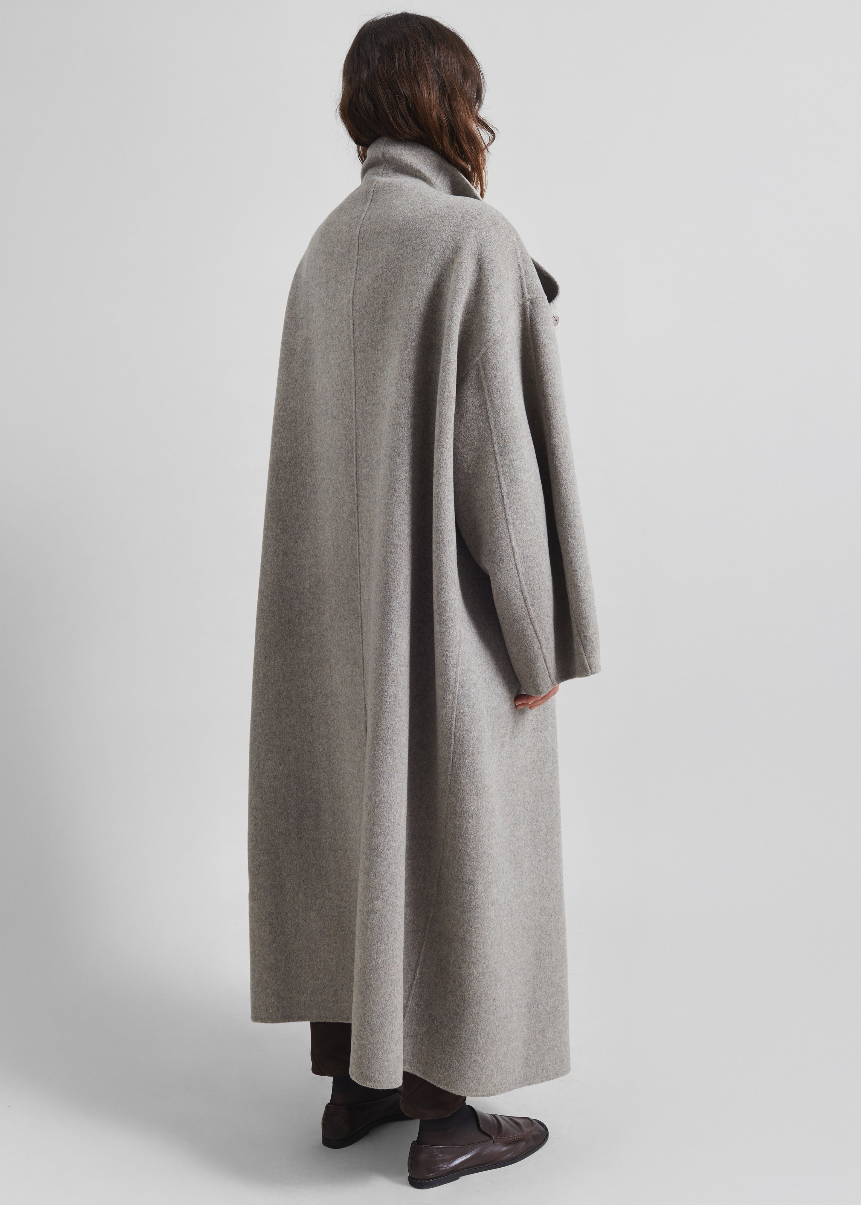 Manteau Leroy réversible en laine à col montant - Beige - 6