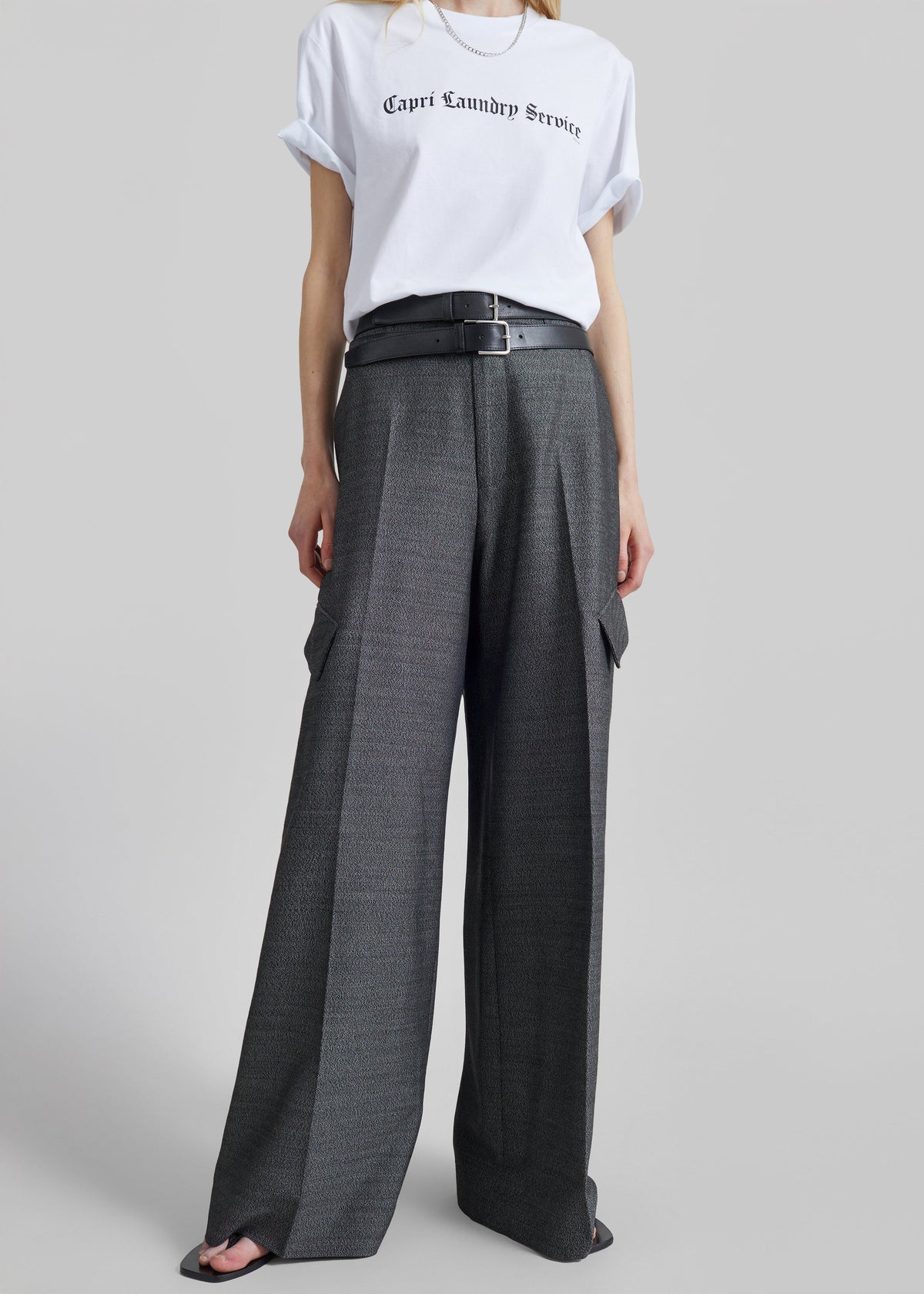 Lery Tailored Cargo Pants - Black Melange