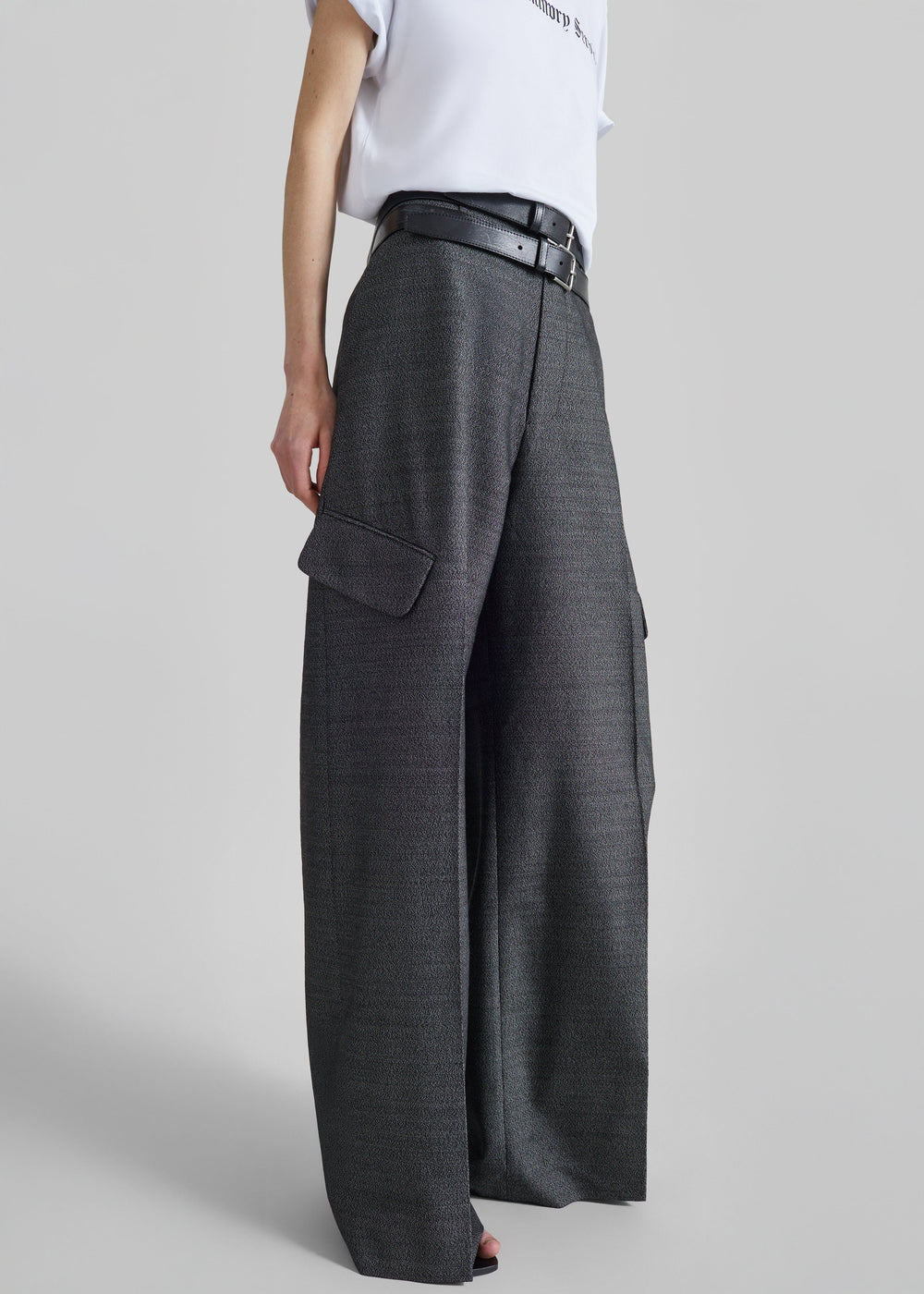 Lery Tailored Cargo Pants - Black Melange - 1