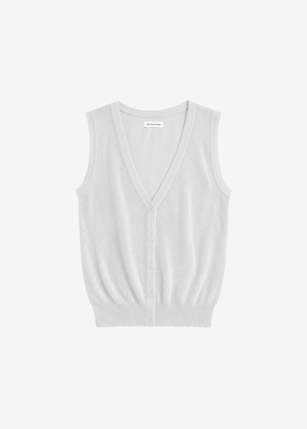 Lesina Sheer Knit Sleeveless Cardigan - Light Grey - 8