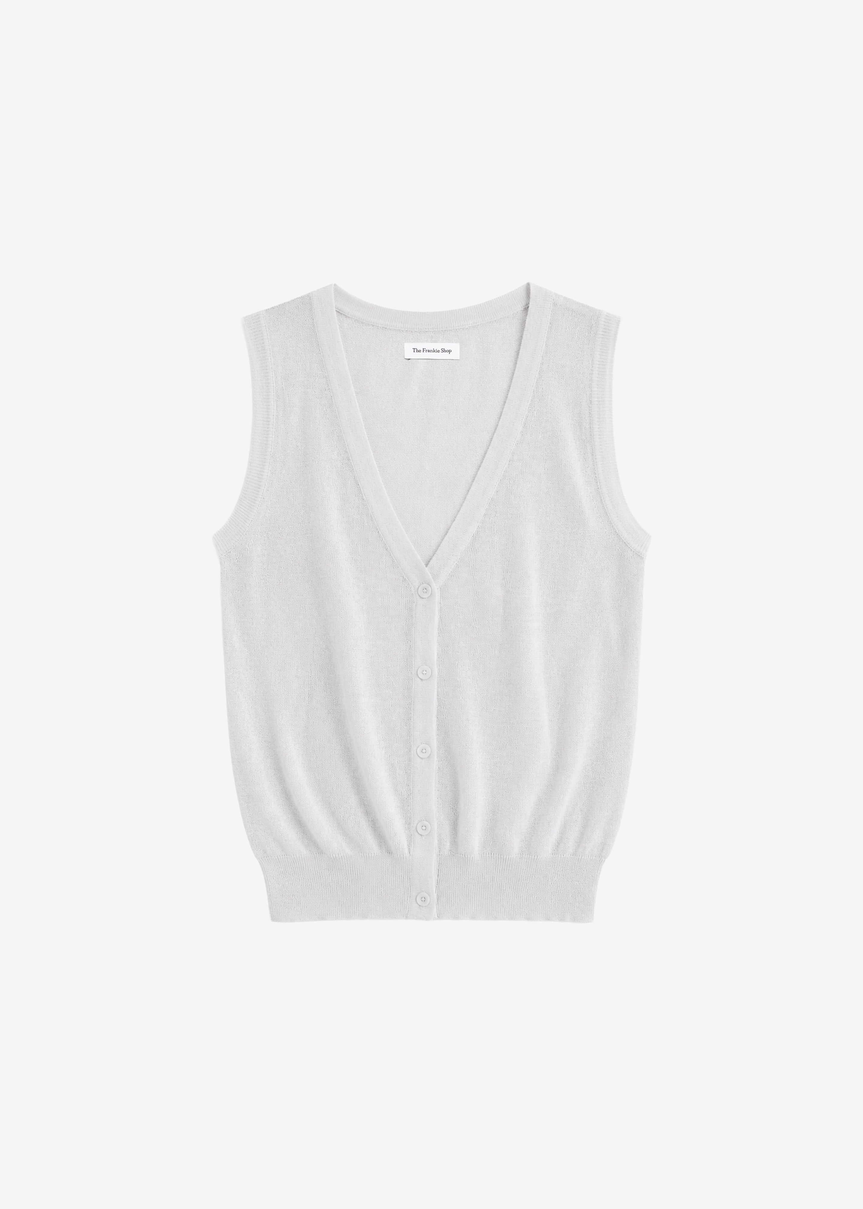 Lesina Sheer Knit Sleeveless Cardigan - Light Grey - 8