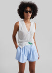 Lesina Sheer Knit Sleeveless Cardigan - Light Grey