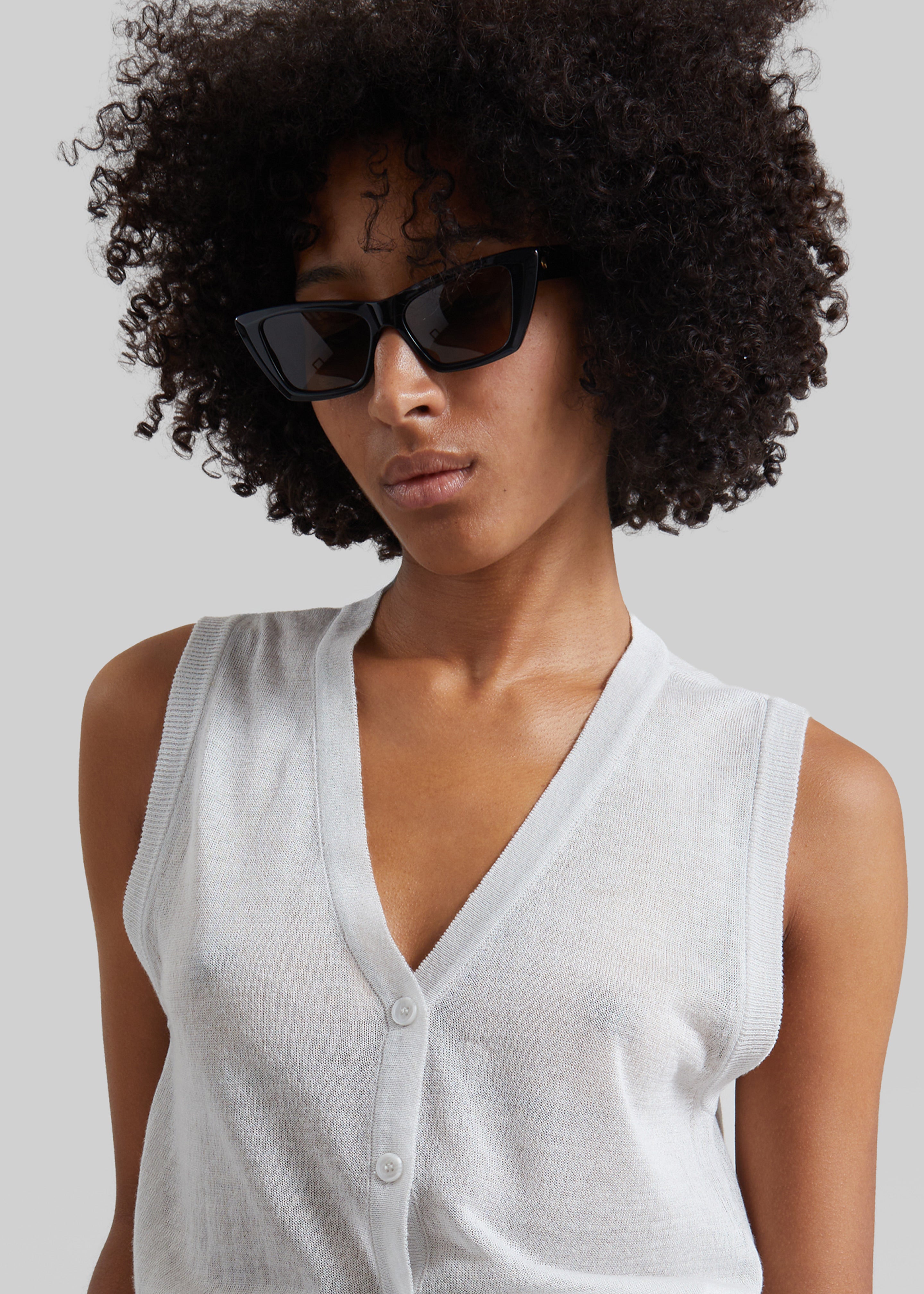 Lesina Sheer Knit Sleeveless Cardigan - Light Grey - 4