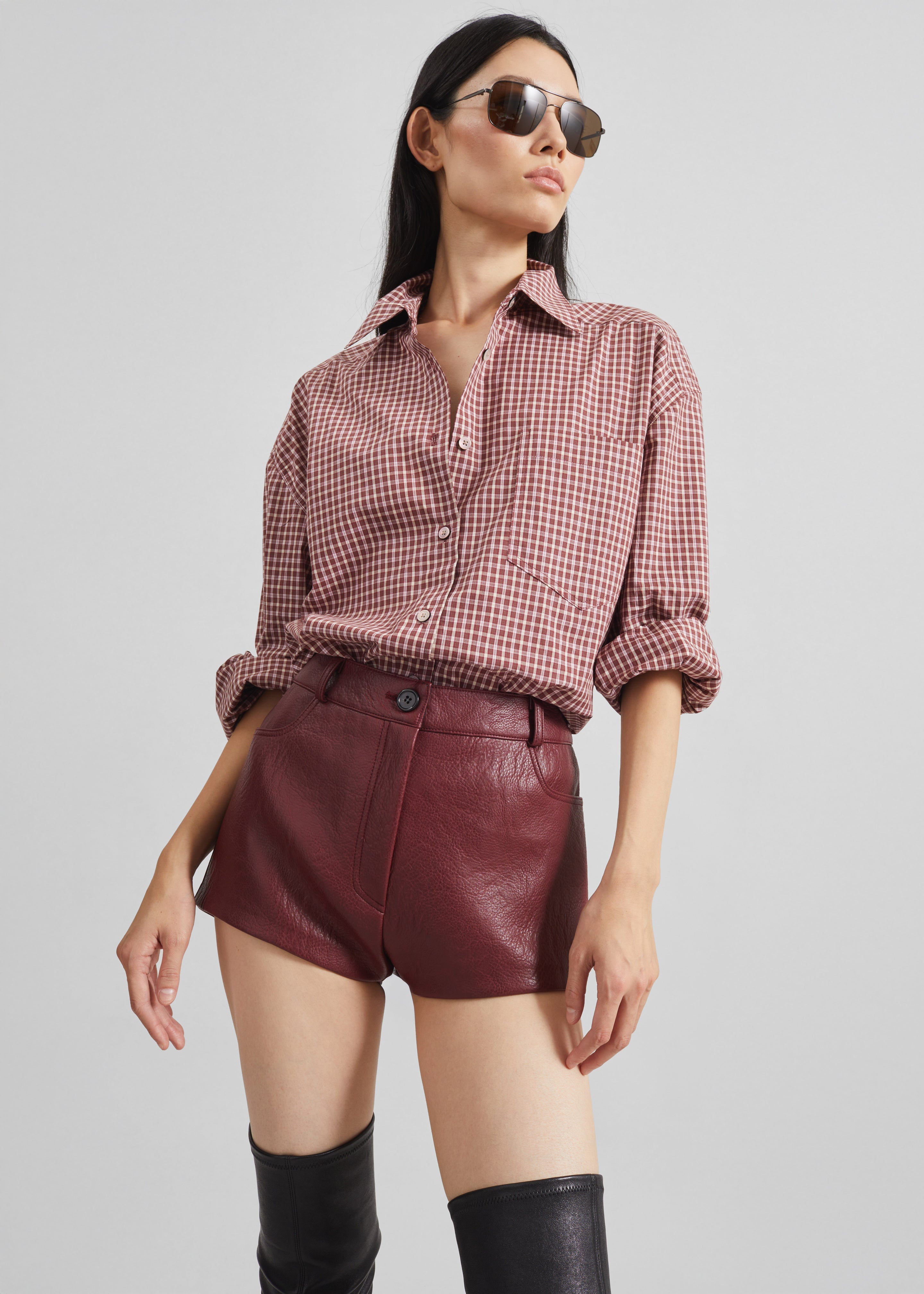 Lesja Cotton Shirt - Checked Red – The Frankie Shop Europe