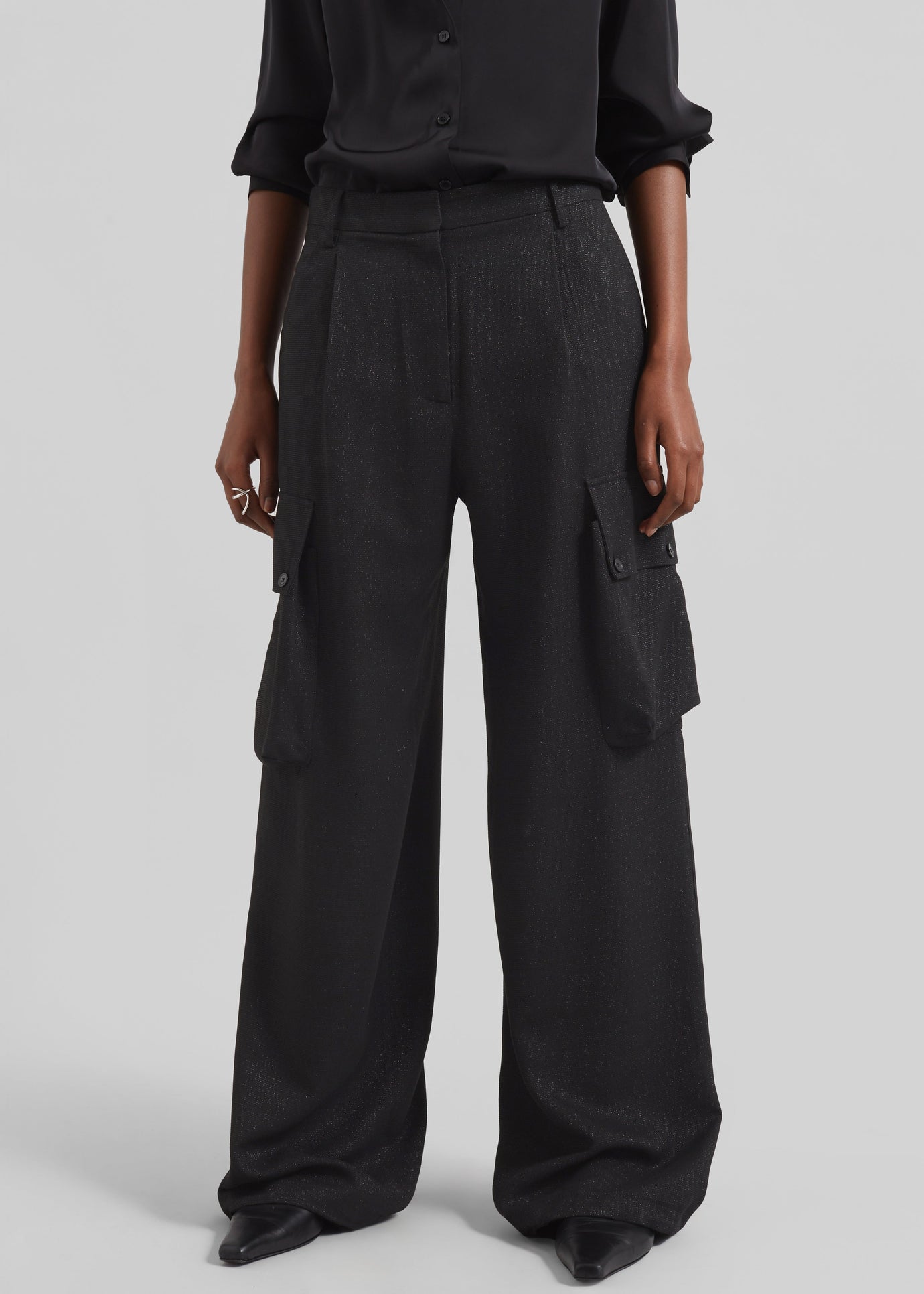 Lestel Shimmer Cargo Pants - Black - 1