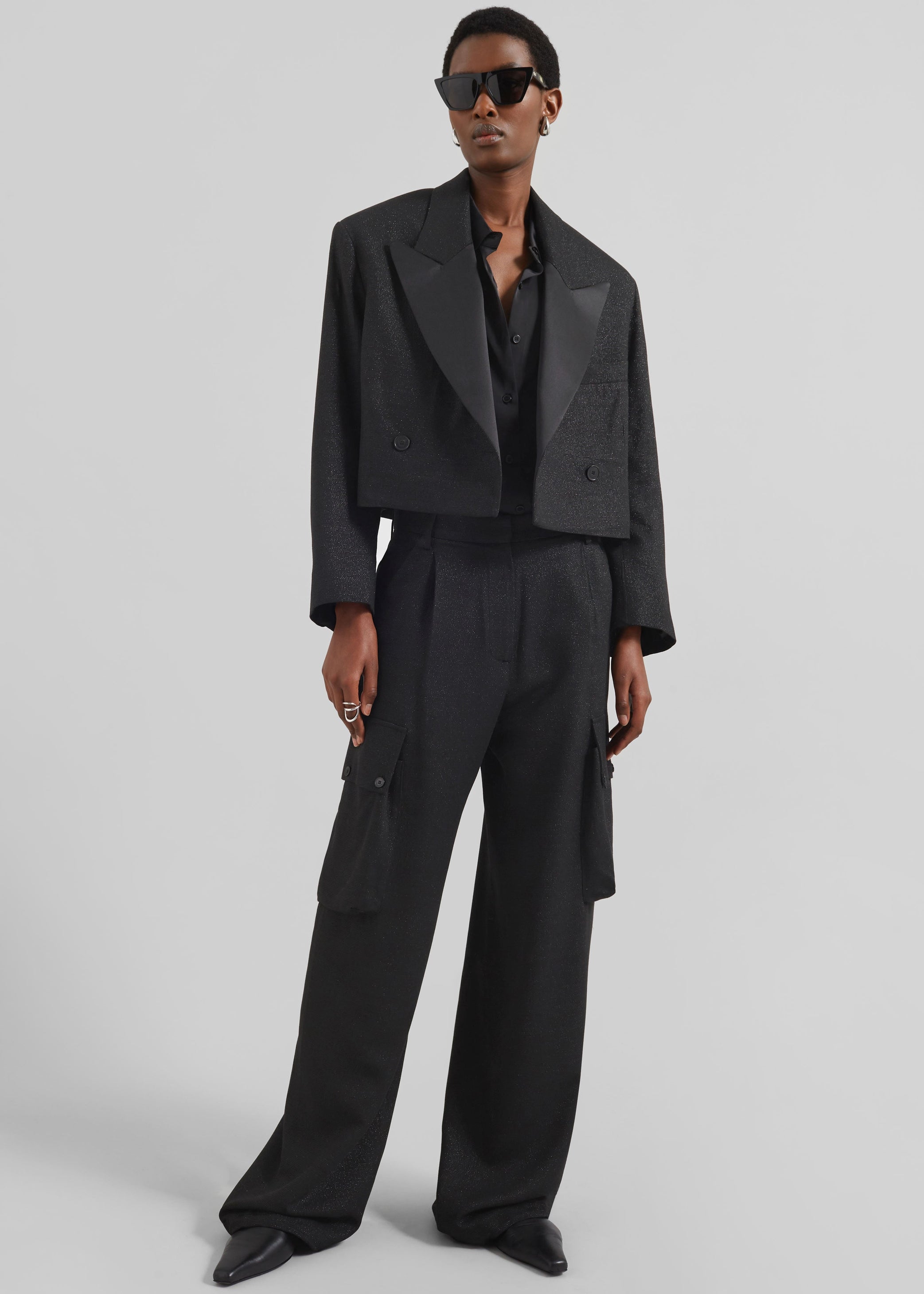 Shop the look image for Lestel Shimmer Cargo Pants - Black
