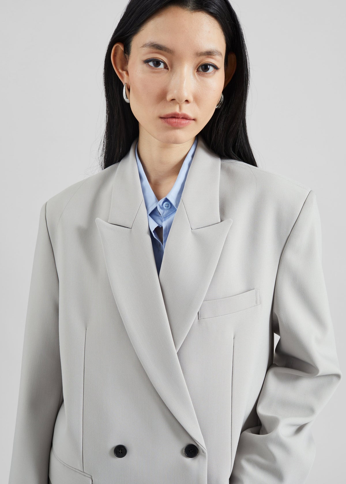 Leven Double-Breasted Blazer - Light Grey - 4