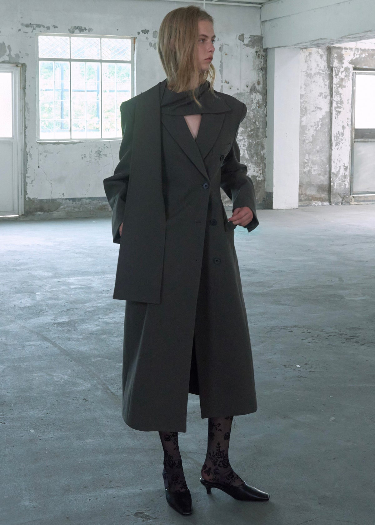 Levia Scarf Coat - Dark Olive