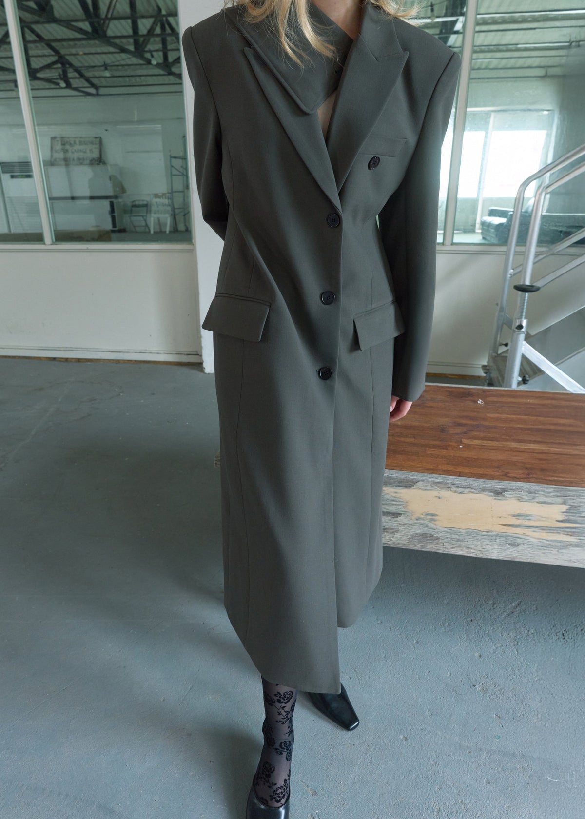 Levia Scarf Coat - Dark Olive