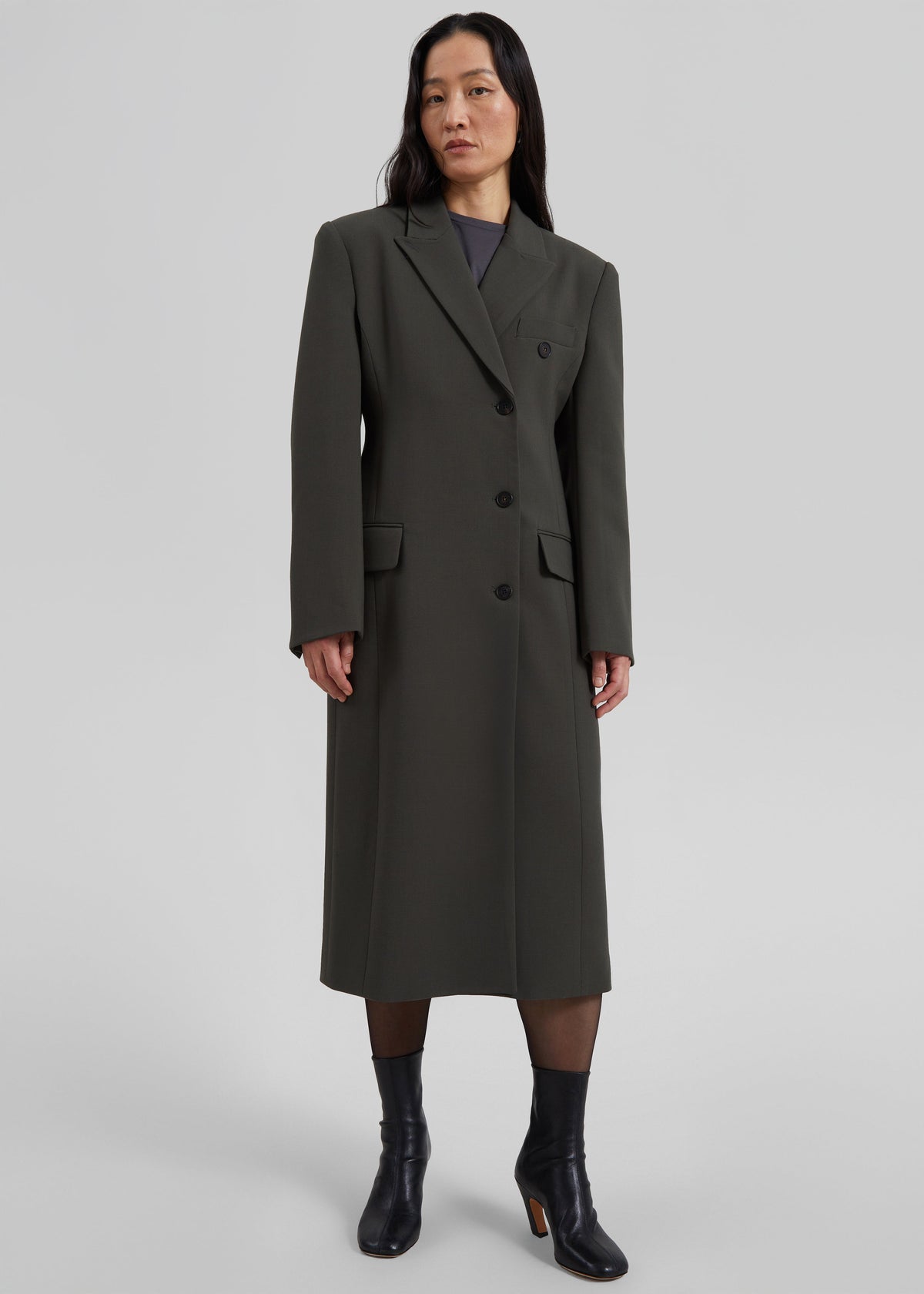 Levia Scarf Coat - Dark Olive