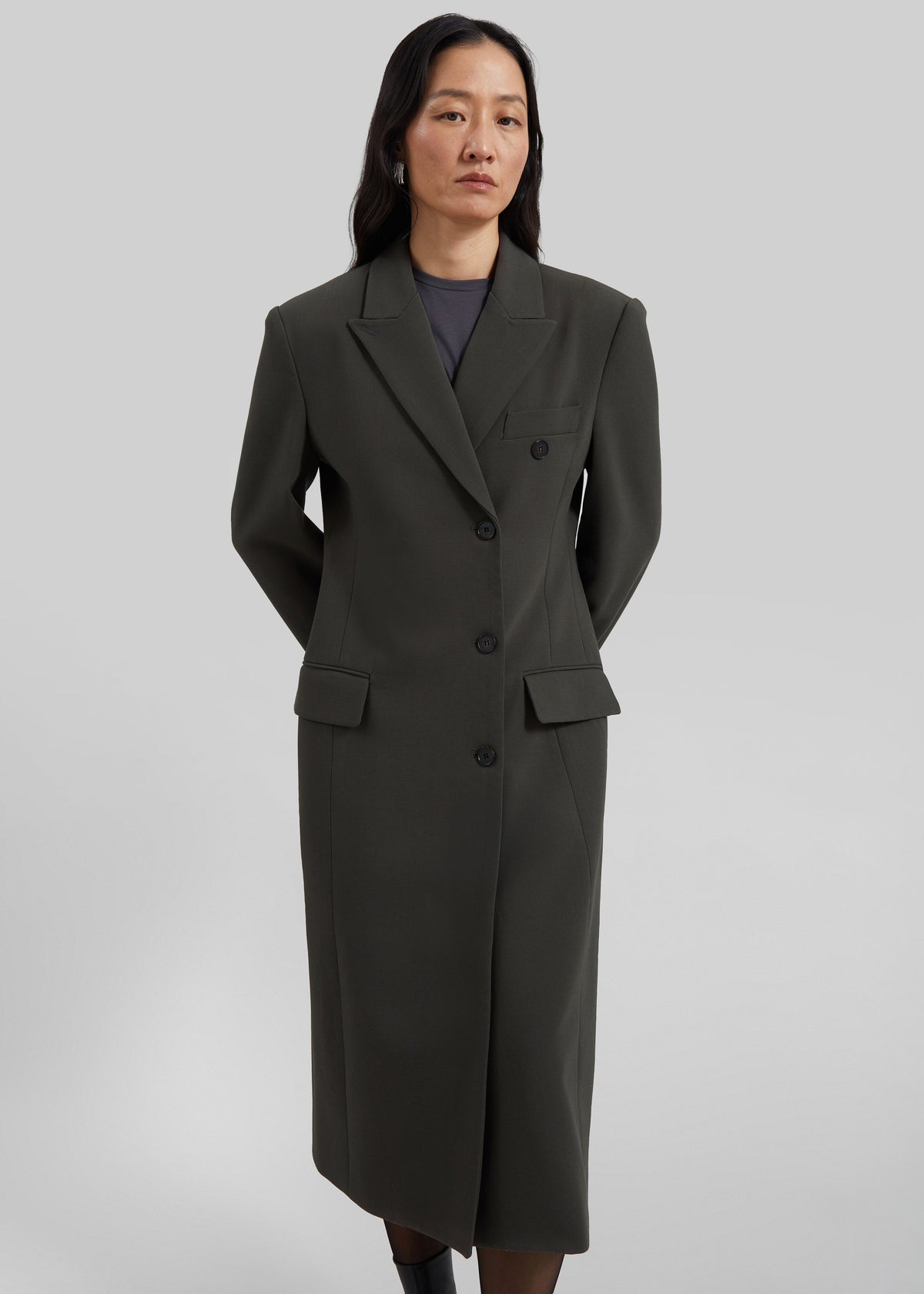 Levia Scarf Coat - Dark Olive