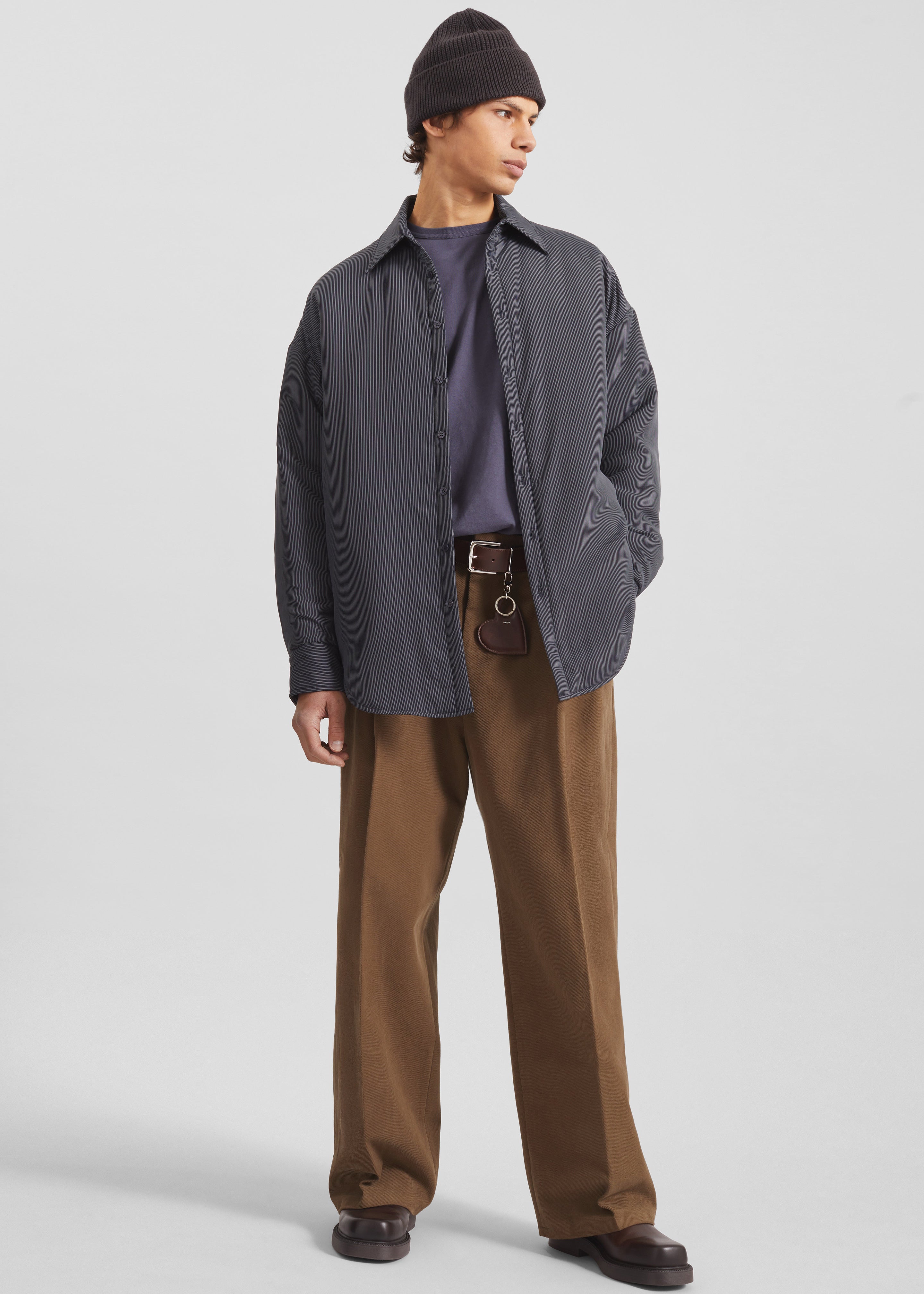 Levidi Padded Overshirt - Navy/White Pinstripe - 2
