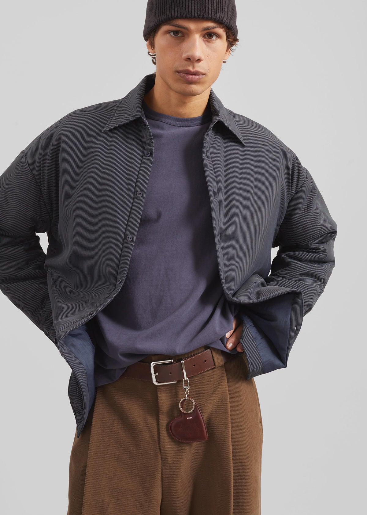 Levidi Padded Overshirt - Navy/White Pinstripe - 4
