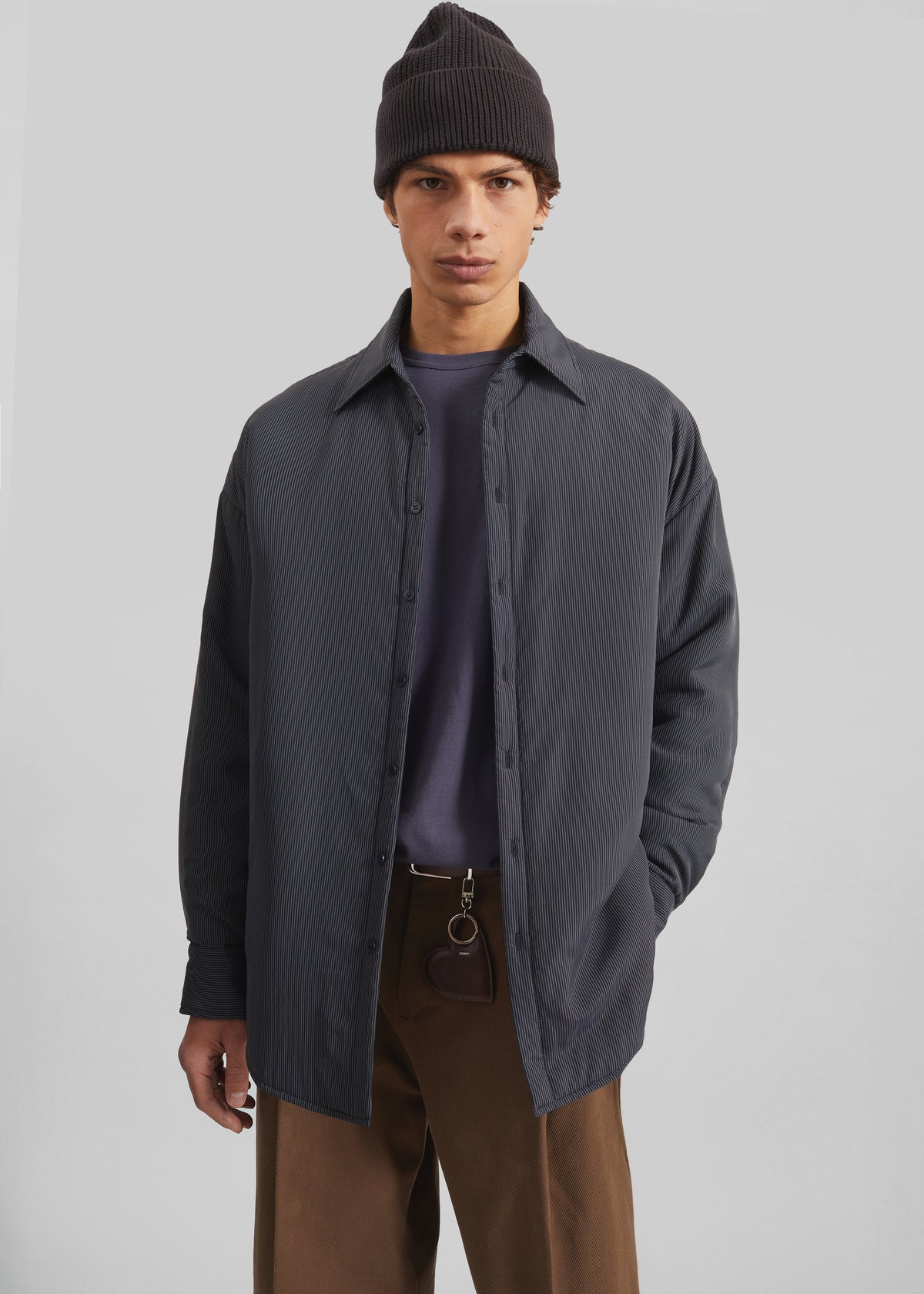 Levidi Padded Overshirt - Navy/White Pinstripe - 1